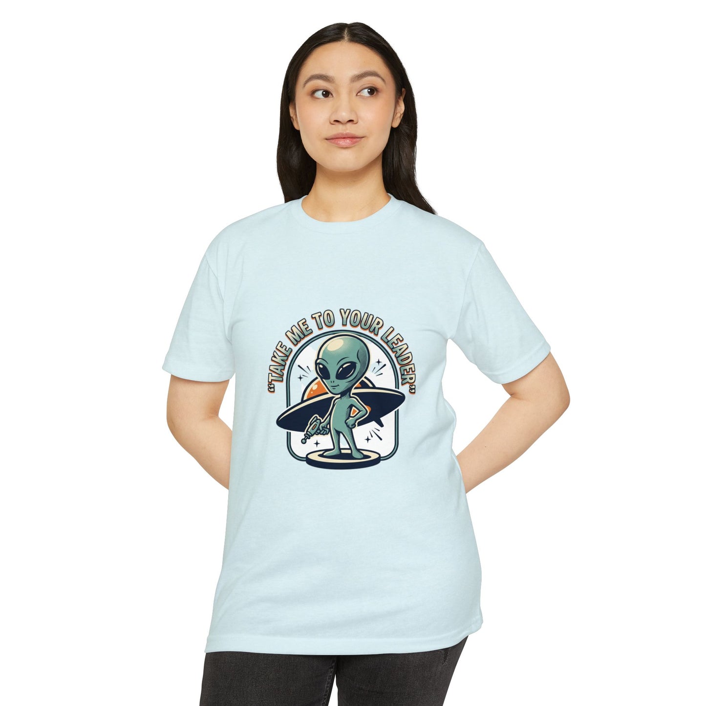 Alien Surfer T-Shirt — "Take Me to Your Leader" Graphic Tee