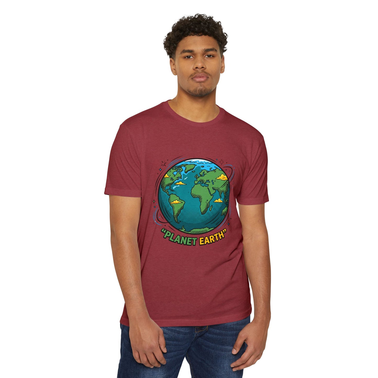 Retro Planet Earth Graphic T-Shirt — Vintage Earth Illustration Tee