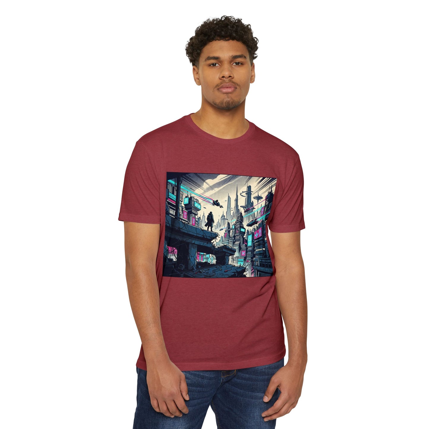 Cyberpunk Cityscape T-Shirt — Neon Futuristic Streetwear