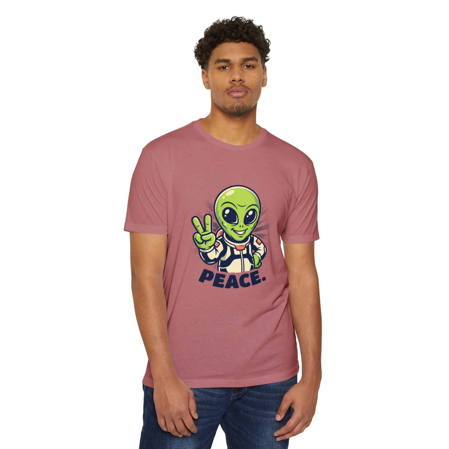 Alien Peace T-Shirt — Cute Green Astronaut Giving Peace Sign