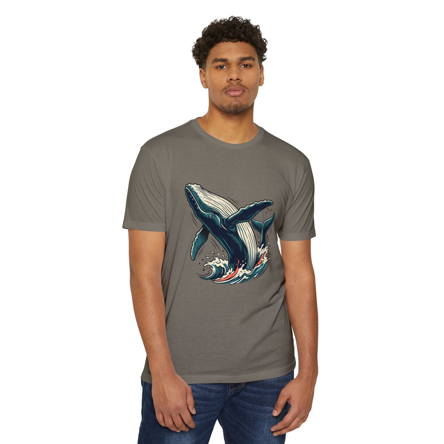 Whale Wave Graphic T-Shirt — Ocean Humpback Illustration Tee