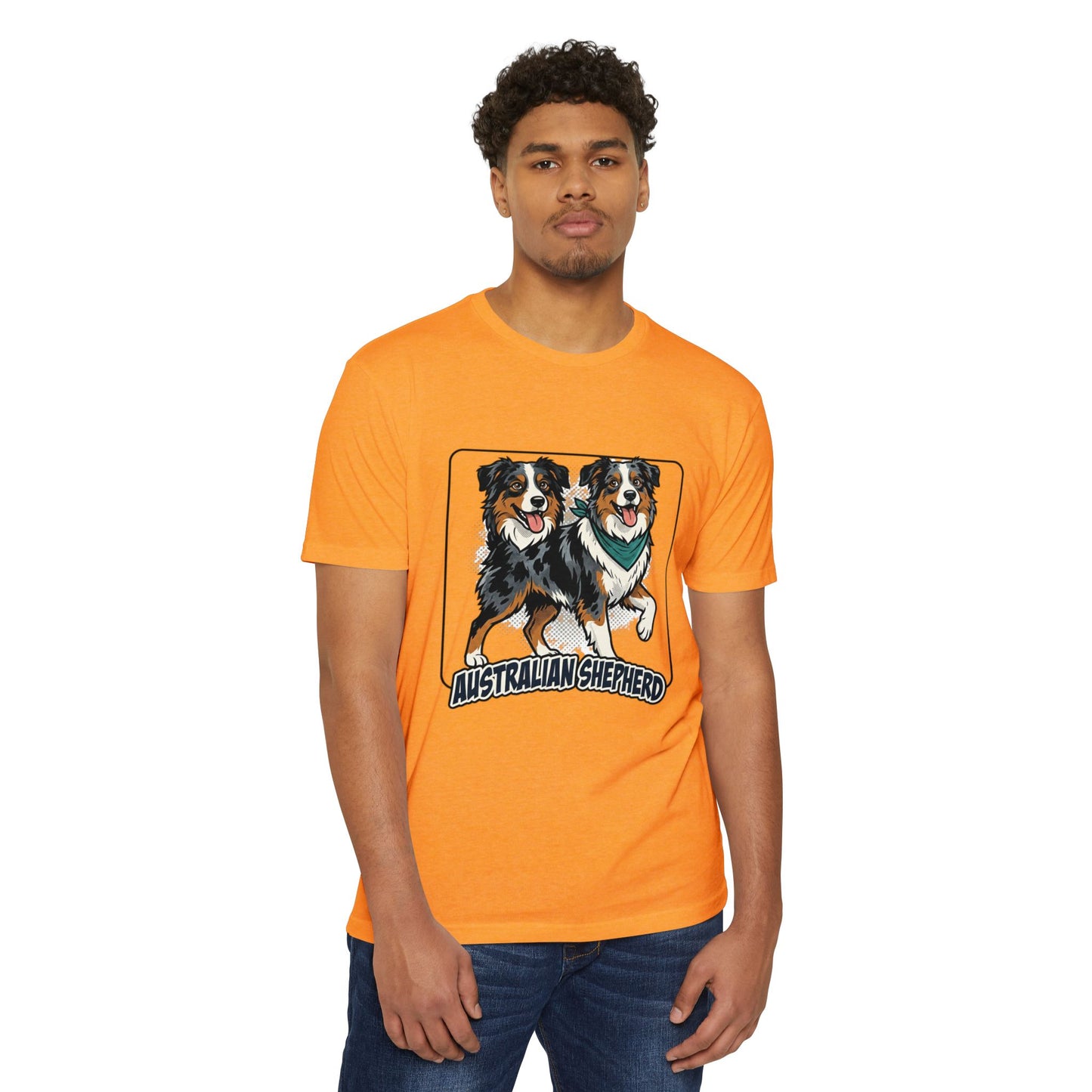 Australian Shepherd Graphic T‑Shirt — Playful Double Dog Illustration