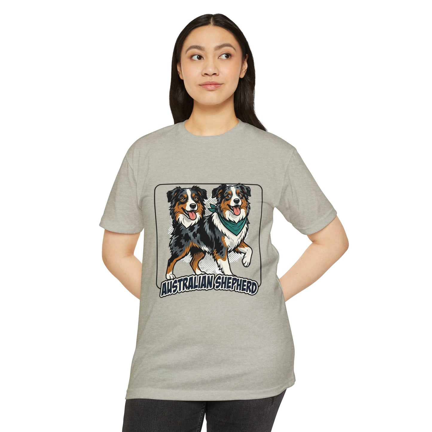 Australian Shepherd Graphic T‑Shirt — Playful Double Dog Illustration