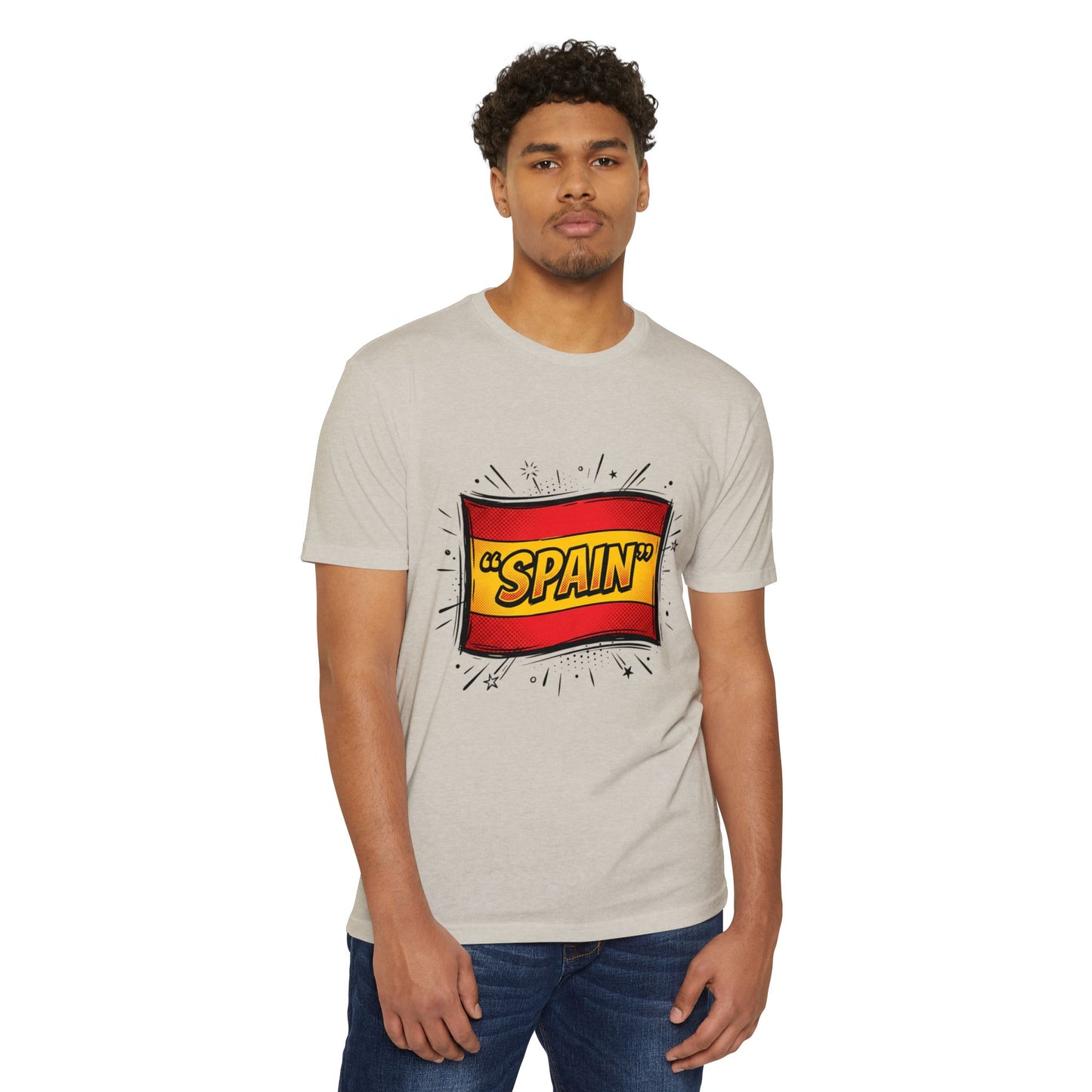 Spain Retro Comic Flag T-Shirt — 'SPAIN' Graphic Tee