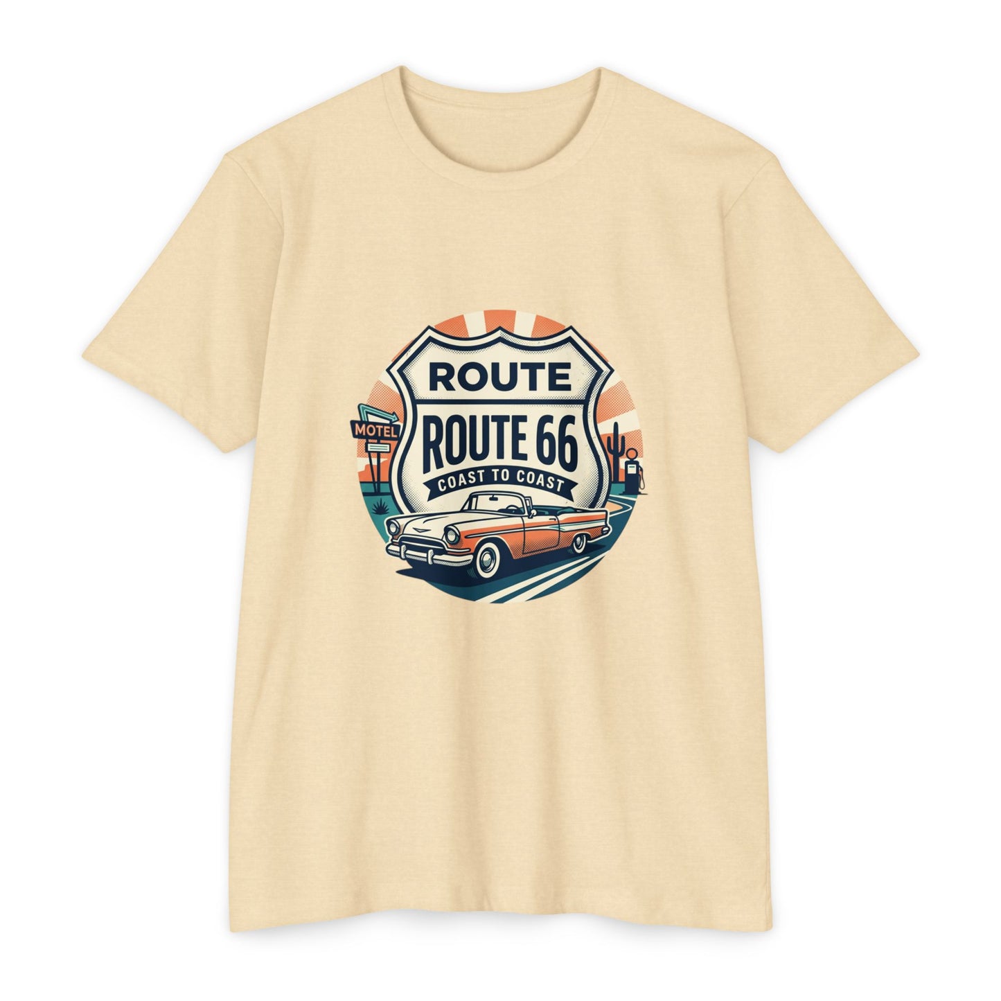 Route 66 Vintage Car T-Shirt — Classic Road Trip Retro Tee