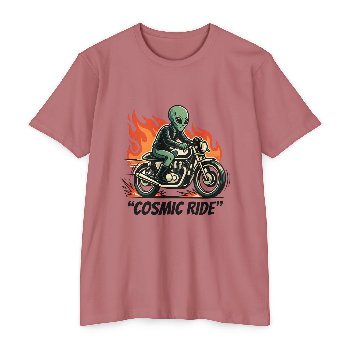 Cosmic Ride Alien Motorcycle T‑Shirt — Retro Biker Tee