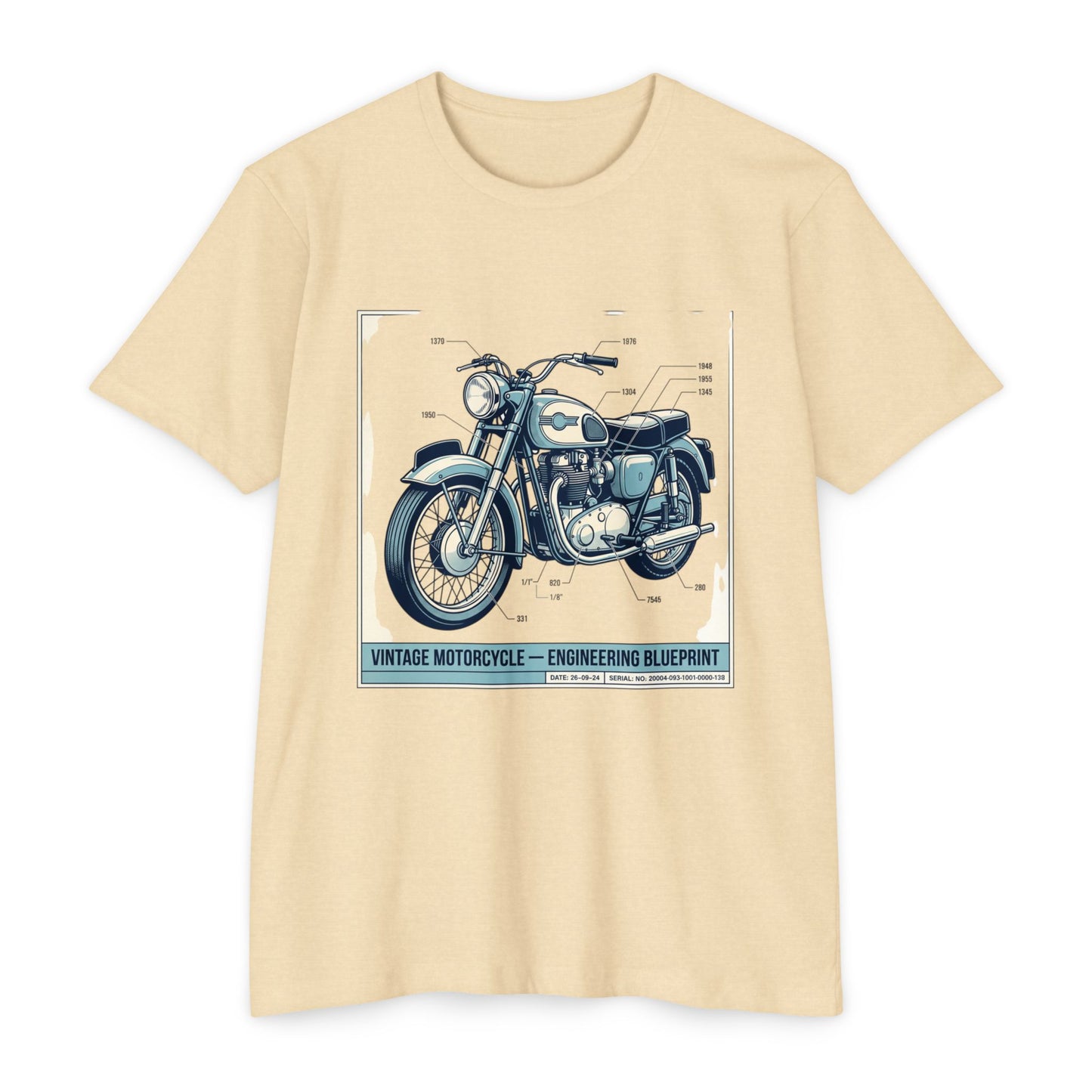 Vintage Motorcycle Blueprint T-Shirt — Classic Engineering Bike Tee