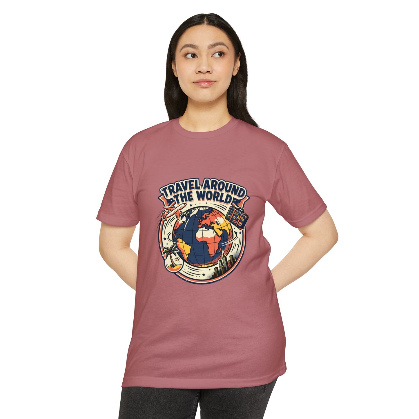 Vintage 'Travel Around the World' Globe Adventure T-Shirt