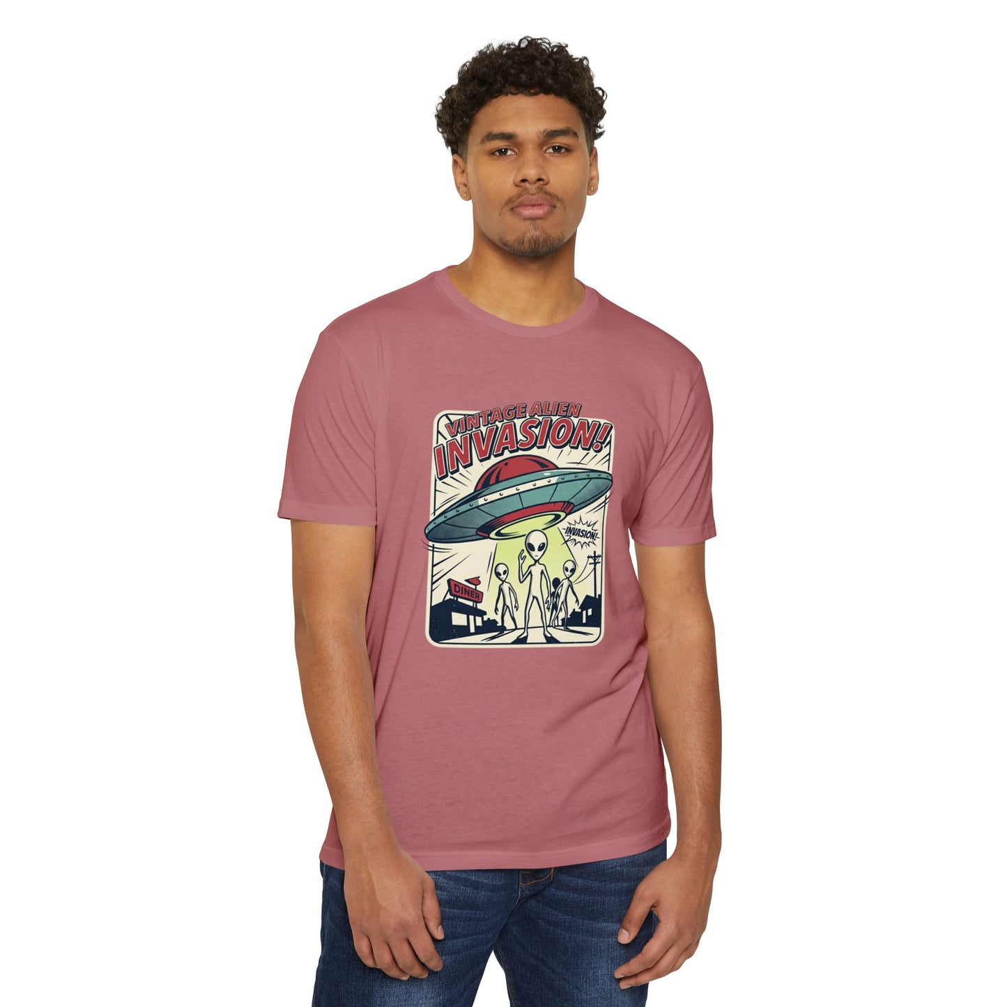 Alien Invasion Vintage UFO Sci‑Fi T-Shirt