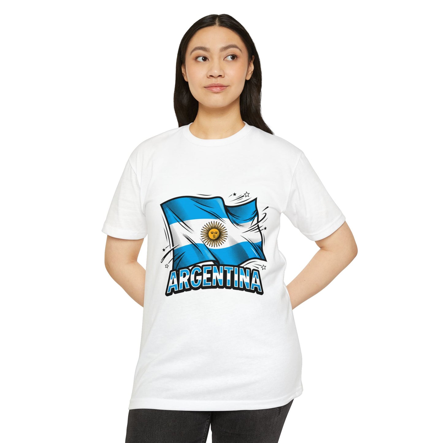 Argentina Flag Waving Graphic T-Shirt