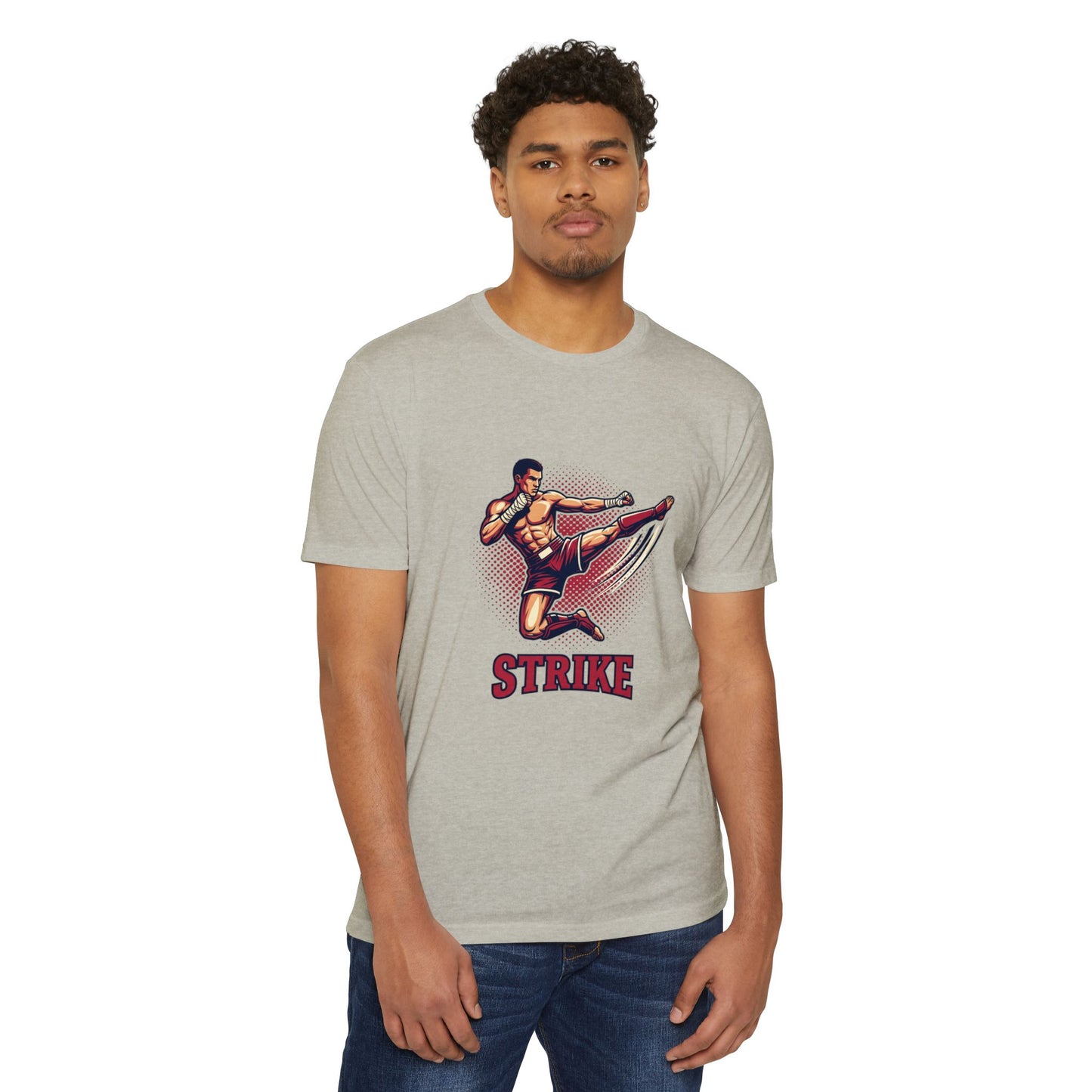 Camiseta de Chute de Artes Marciais — Camiseta Gráfica Retrô 'STRIKE' de Lutador