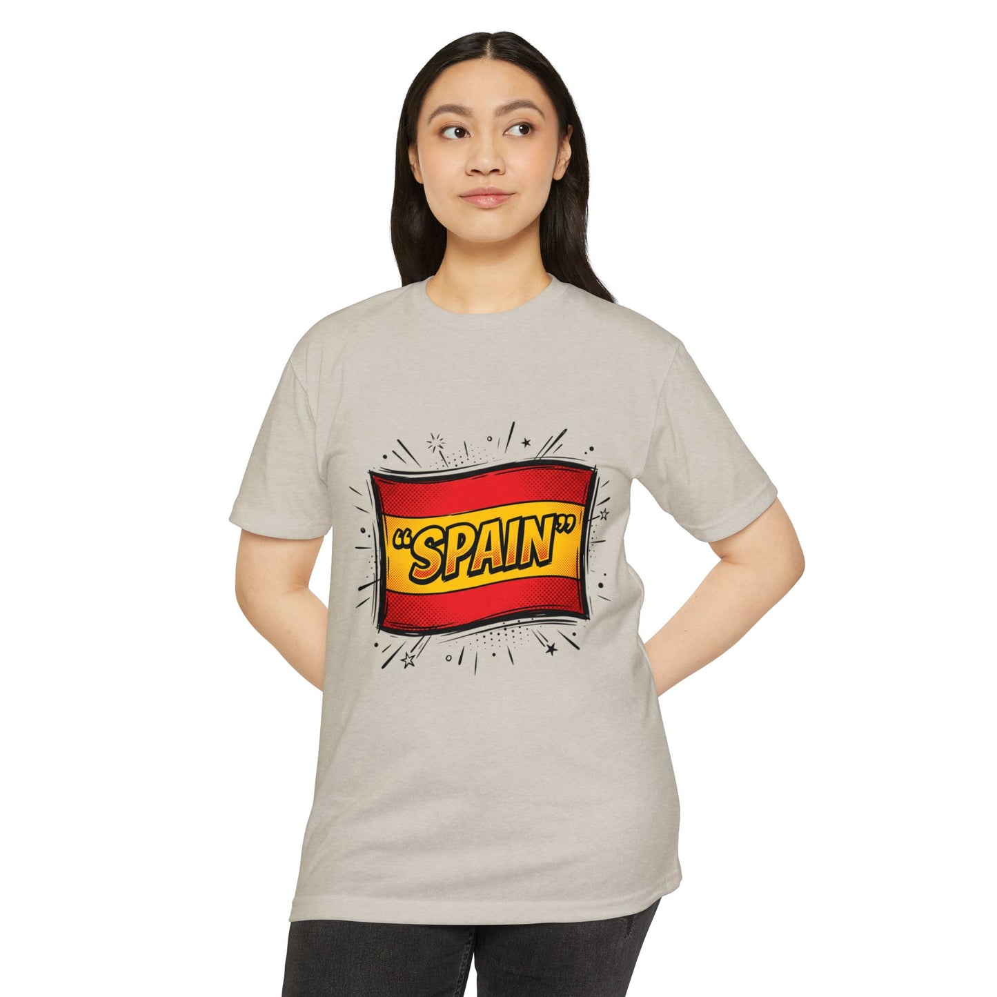 Spain Retro Comic Flag T-Shirt — 'SPAIN' Graphic Tee