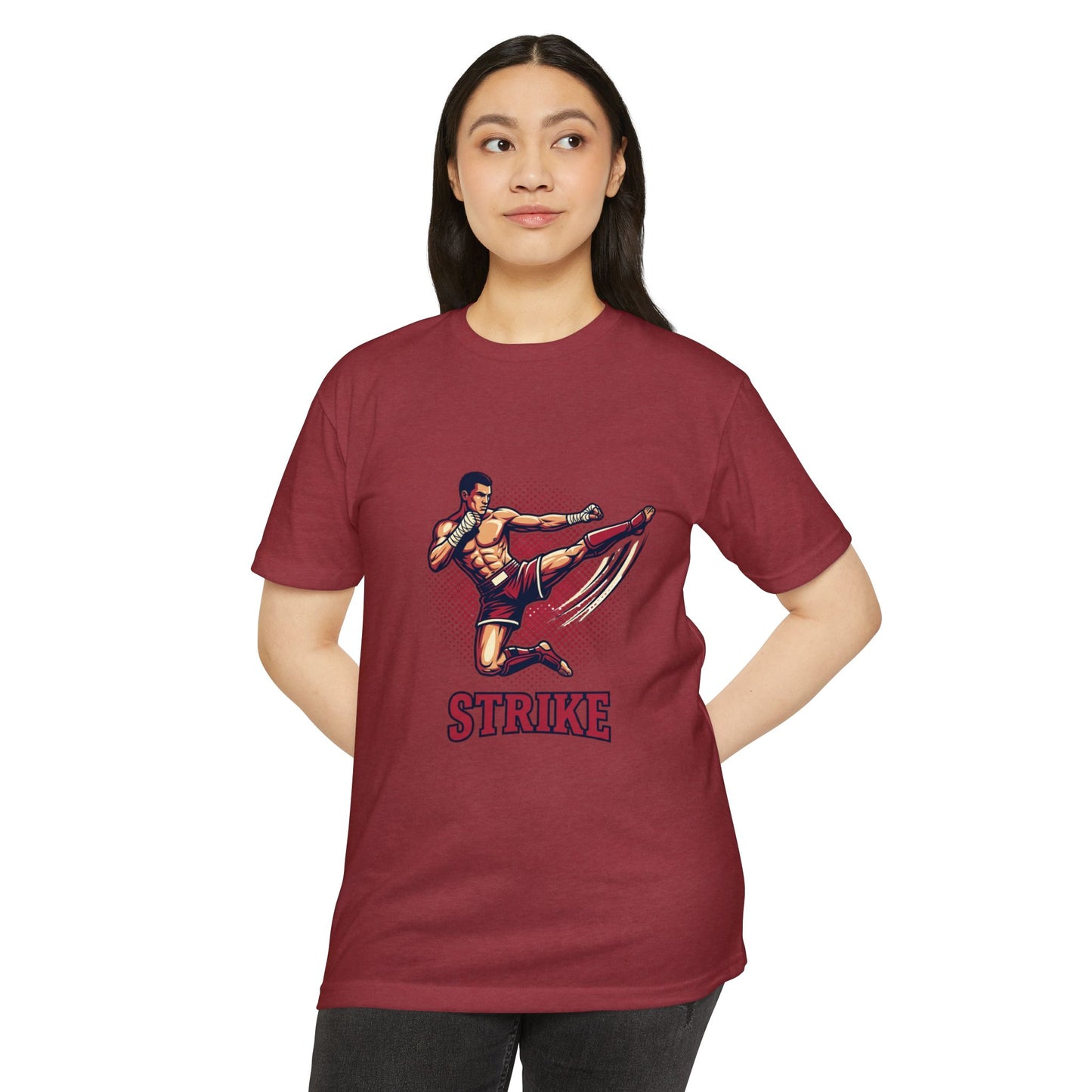 Camiseta de Chute de Artes Marciais — Camiseta Gráfica Retrô 'STRIKE' de Lutador