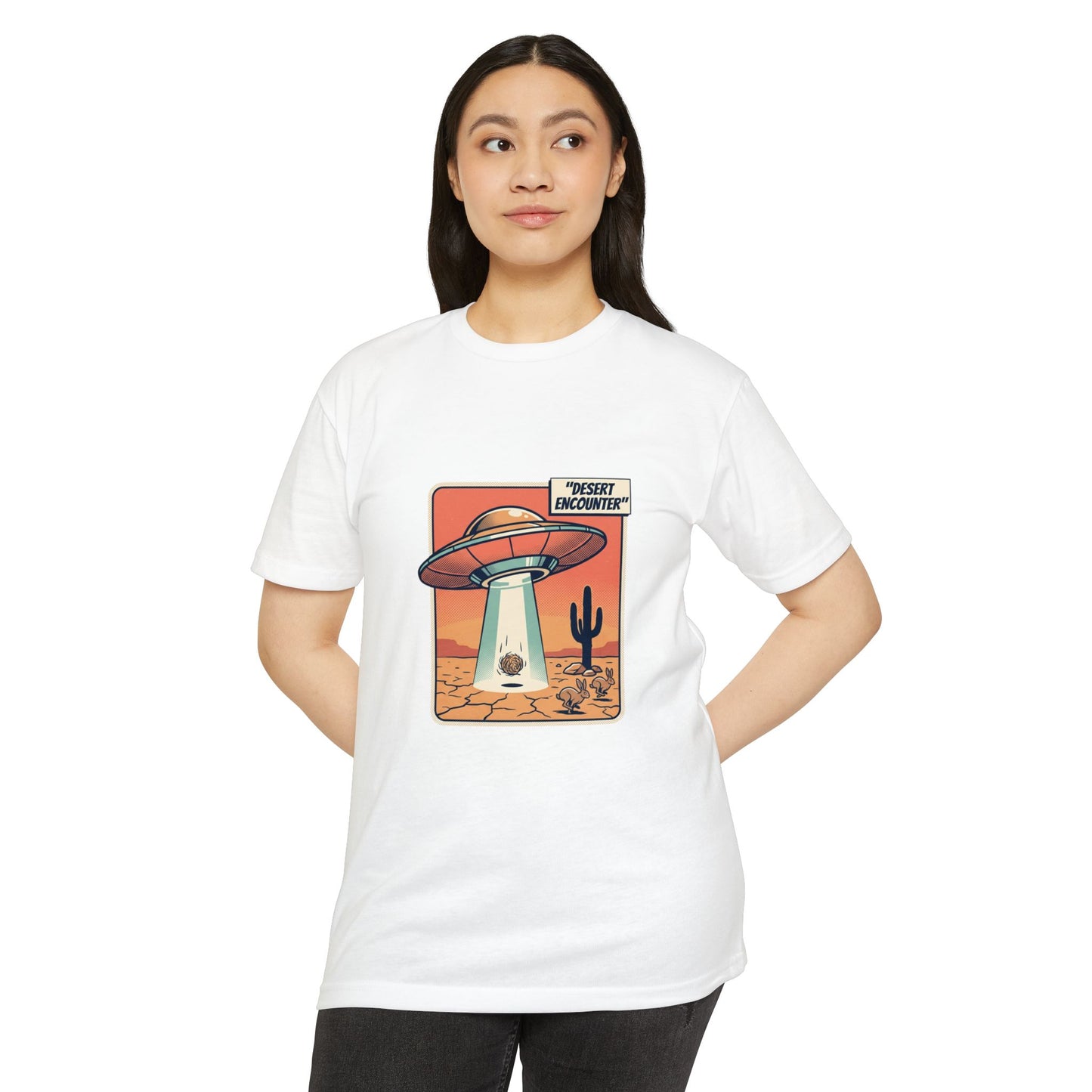 Desert Encounter T-Shirt – Retro UFO Alien Abduction Tee