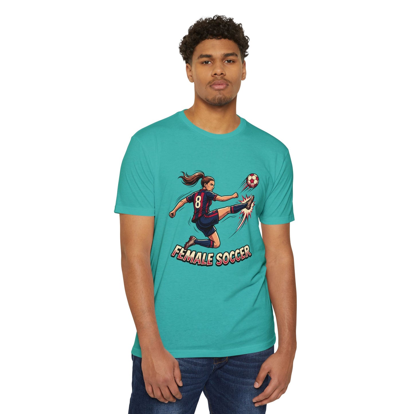 Female Soccer Player Graphic T-Shirt – Women’s Soccer Tee