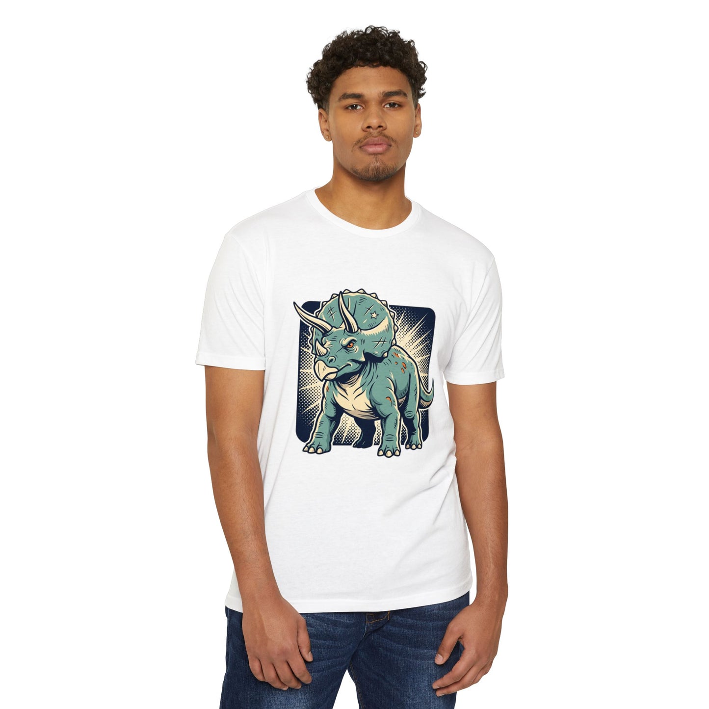 Retro Triceratops Graphic T-Shirt — Vintage Dino Illustration Tee