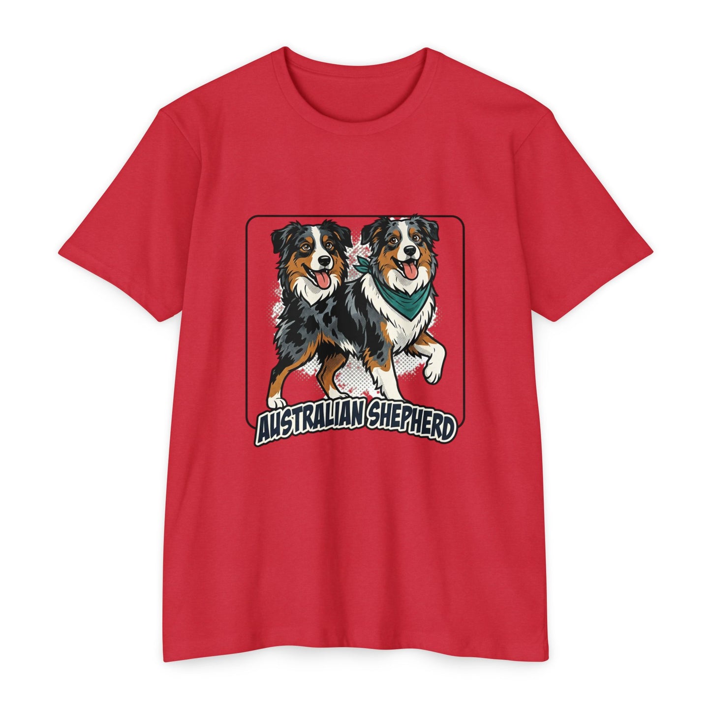 Australian Shepherd Graphic T‑Shirt — Playful Double Dog Illustration
