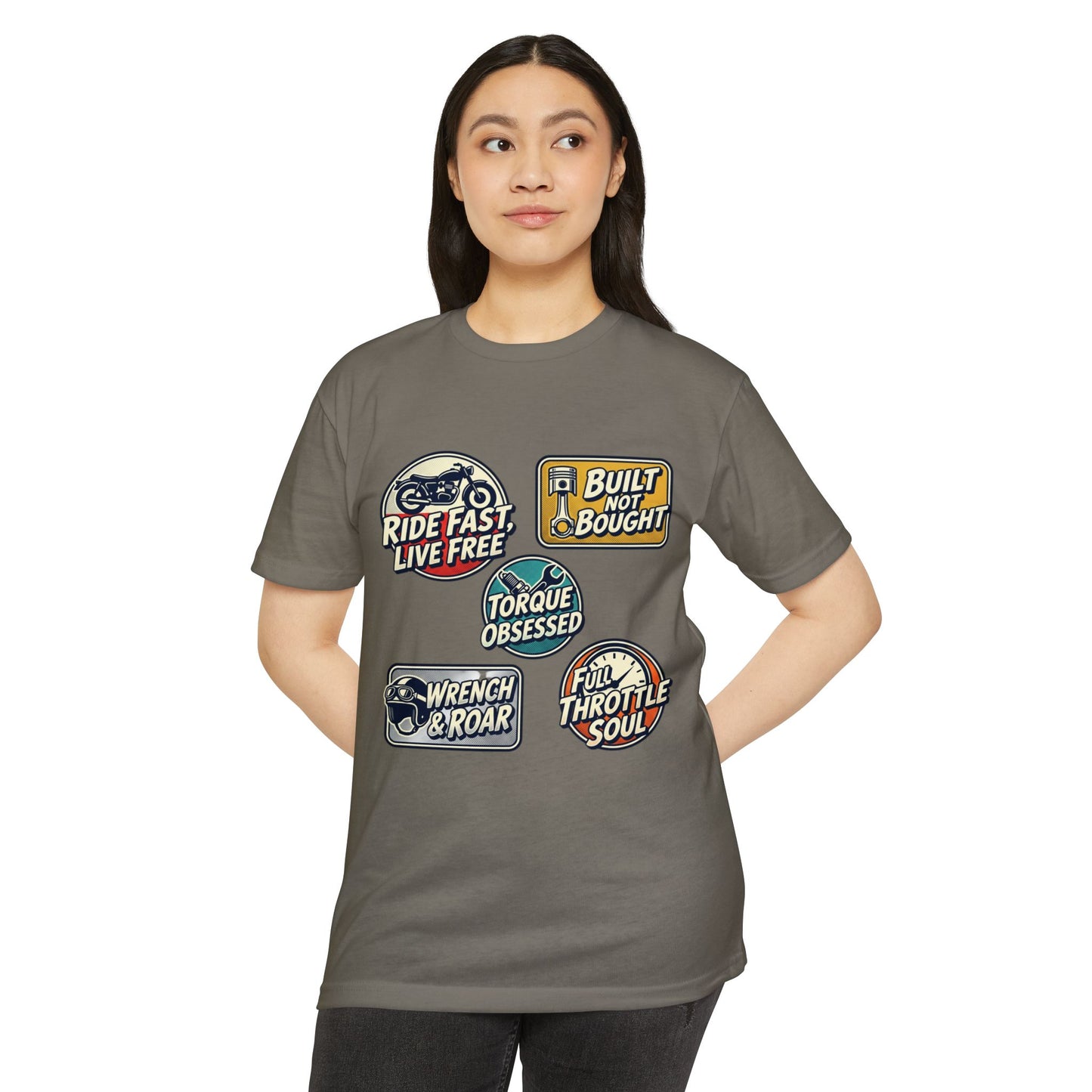 Built Not Bought Vintage Motorcycle Badge T-Shirt