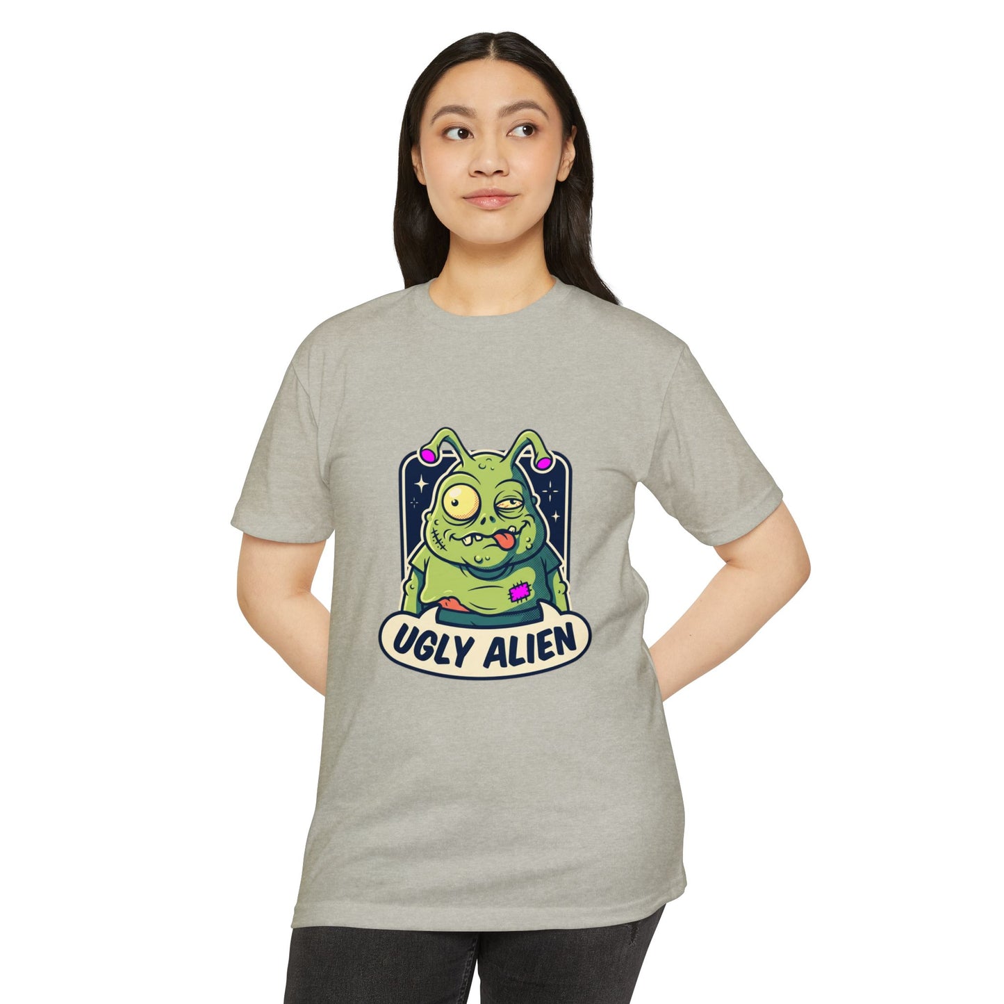 Funny Cute Green Alien T-Shirt — "Ugly Alien" Graphic Tee
