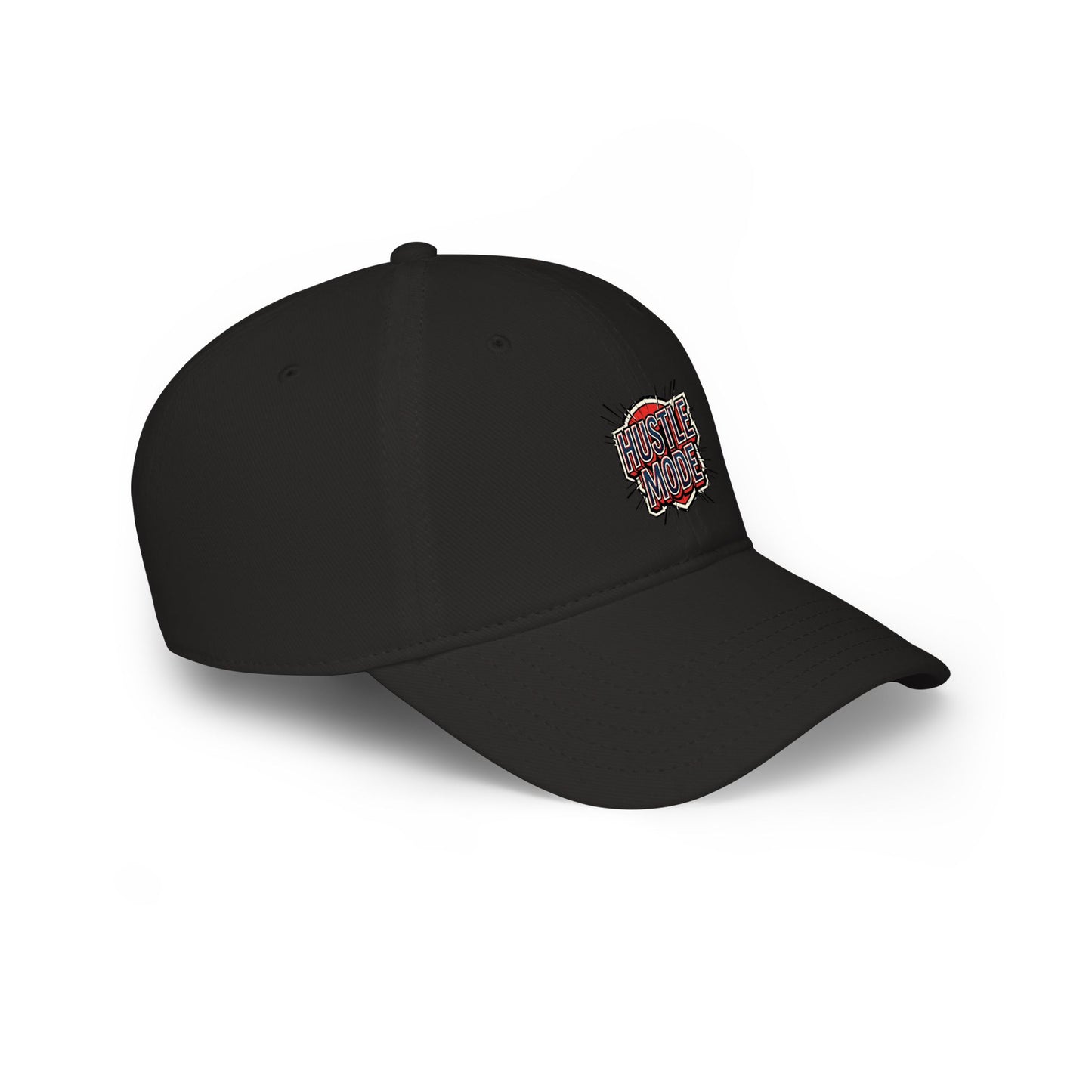 Hustle Mode Embroidered Baseball Cap — Low Profile Red Hat