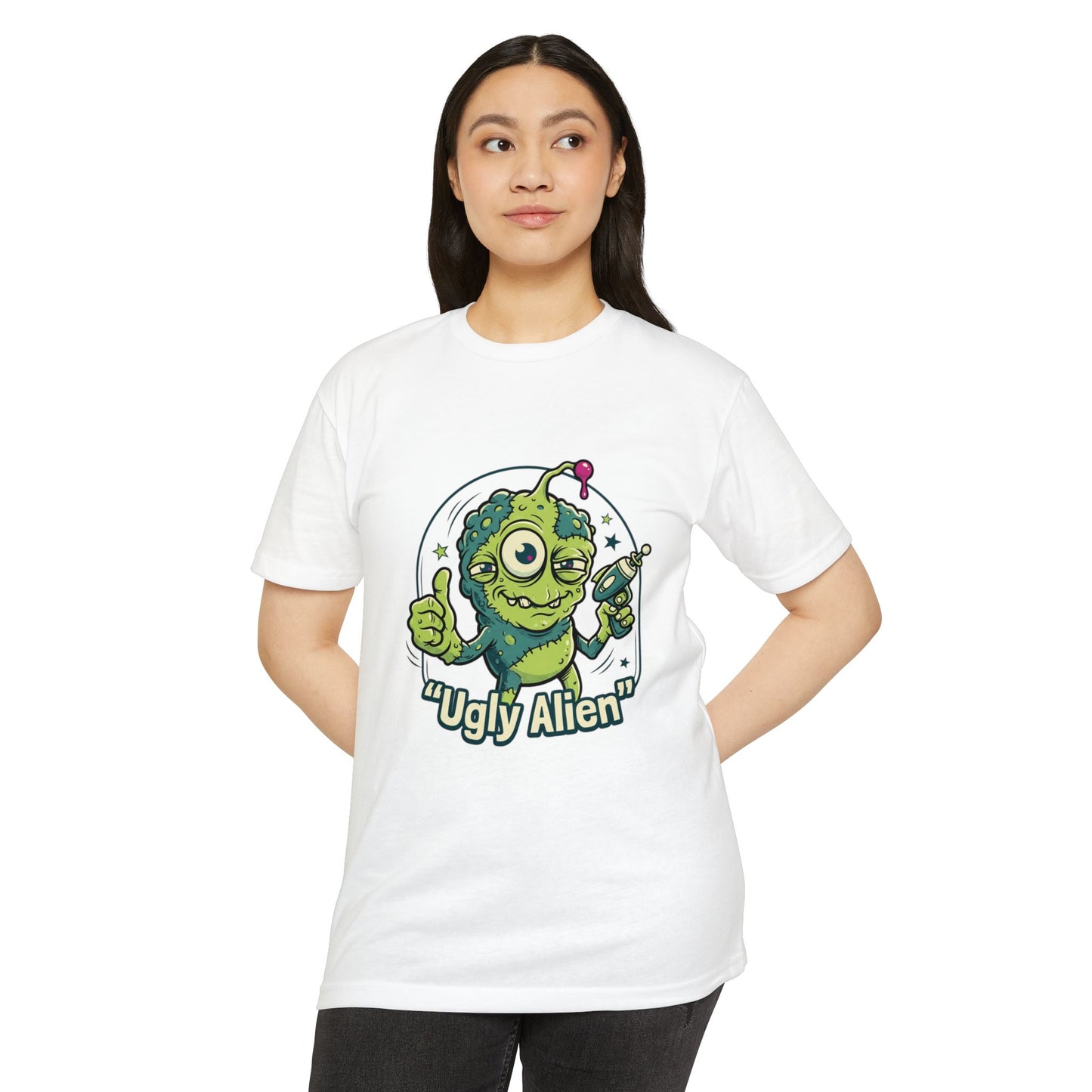 Ugly Alien Retro Cartoon Space Creature T-Shirt