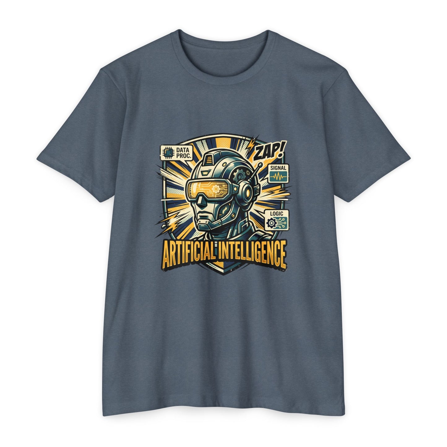 AI Robotics Graphic T-Shirt — "Artificial Intelligence" Retro Helmet Design