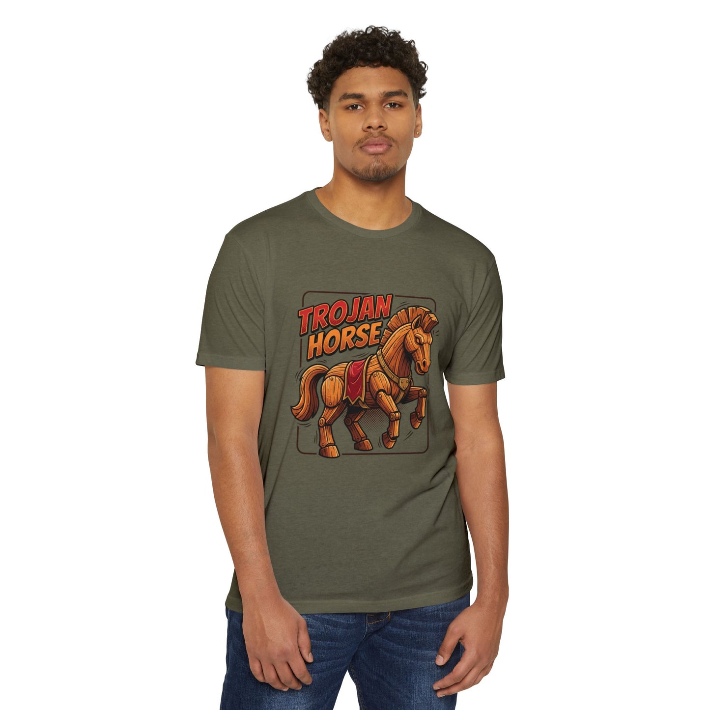 Trojan Horse Graphic Tee - Vintage Wooden Horse Illustration T-Shirt