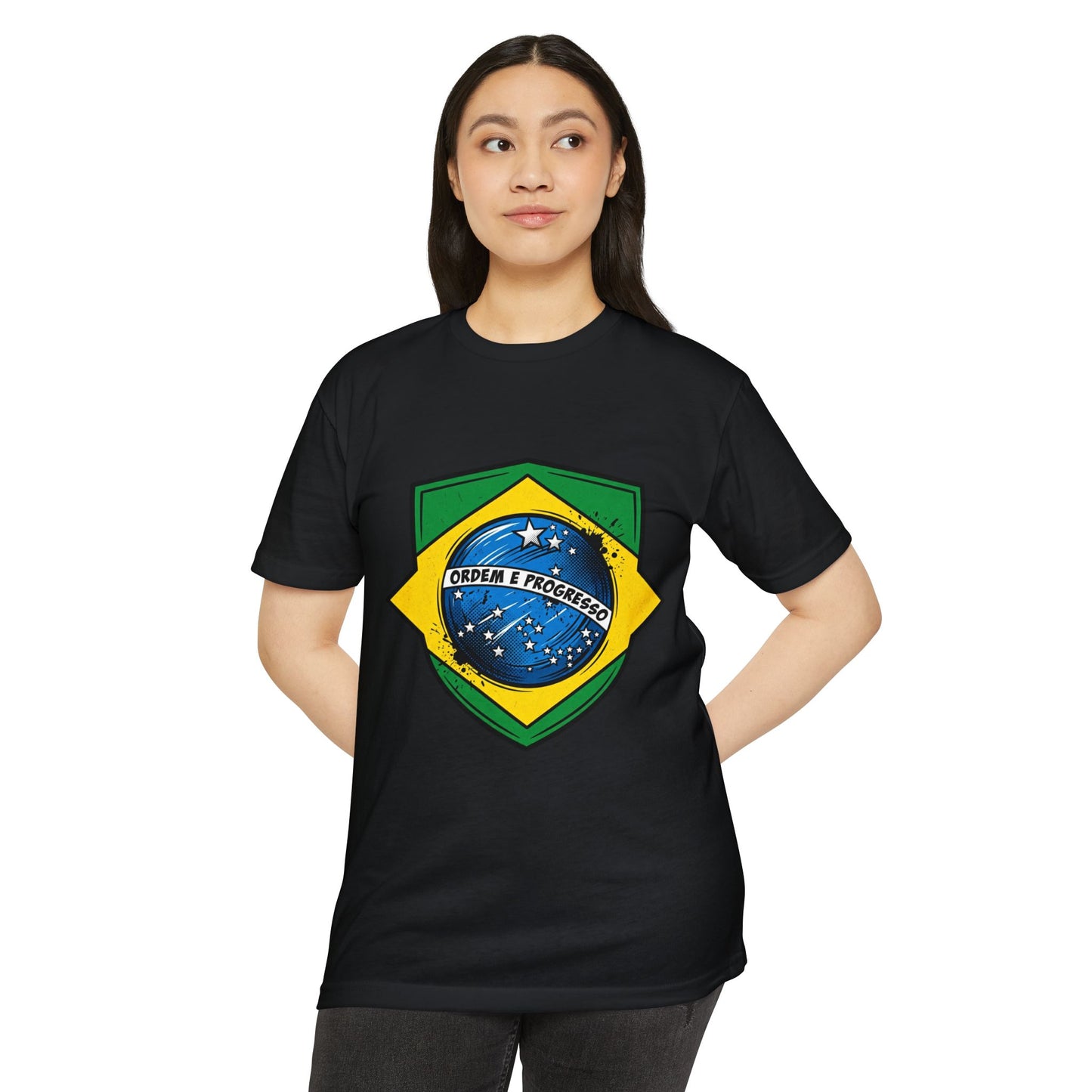 Brazil Flag Crest T-Shirt — Brazilian Soccer/Patriot Pride Tee