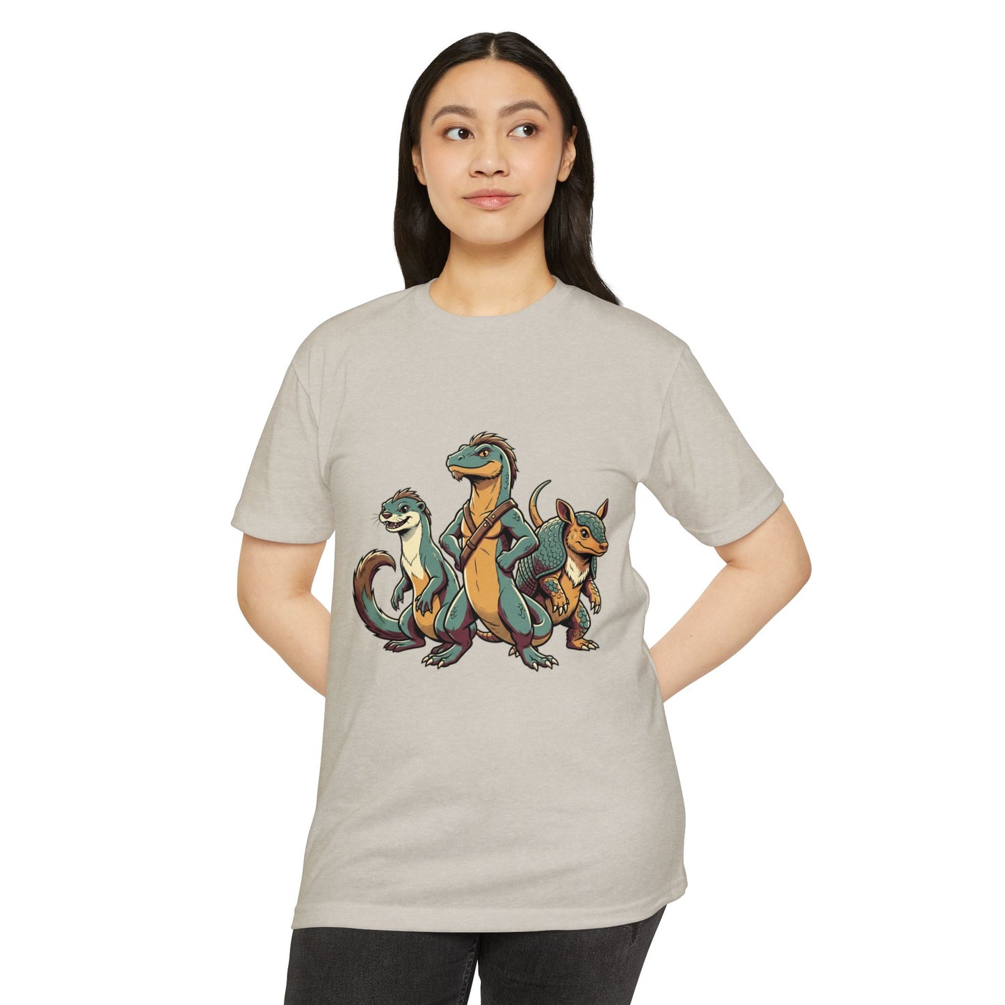 Retro Trio Dino Velociraptor T-Shirt — Cute Cartoon Dino Tee