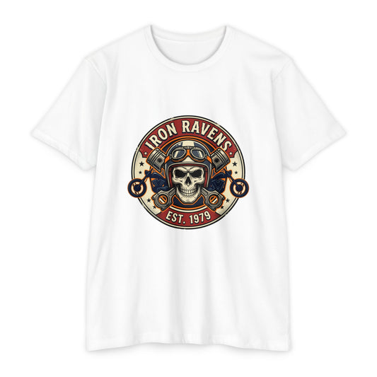 Iron Ravens Skull Motorcycle T-Shirt — Vintage Biker Graphic Tee (Est. 1979)