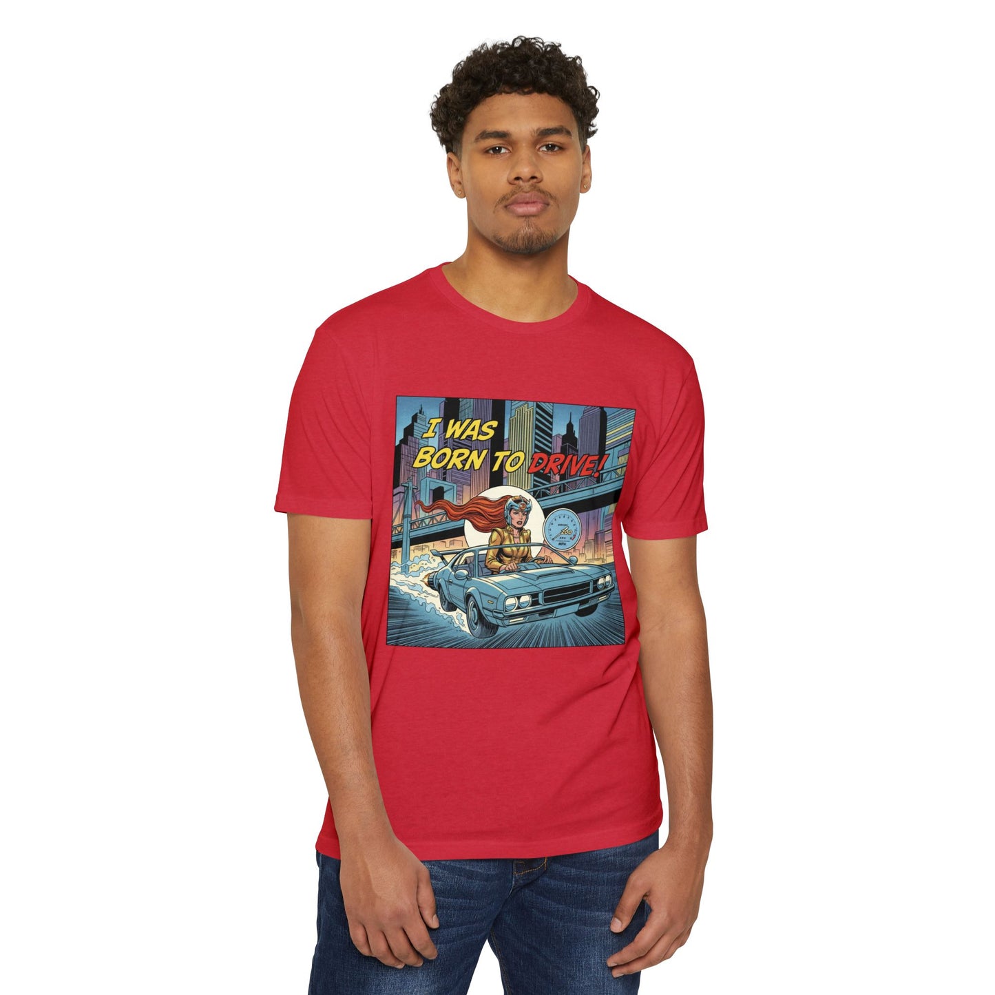 I Was Born to Drive Retro Comic Car T-Shirt