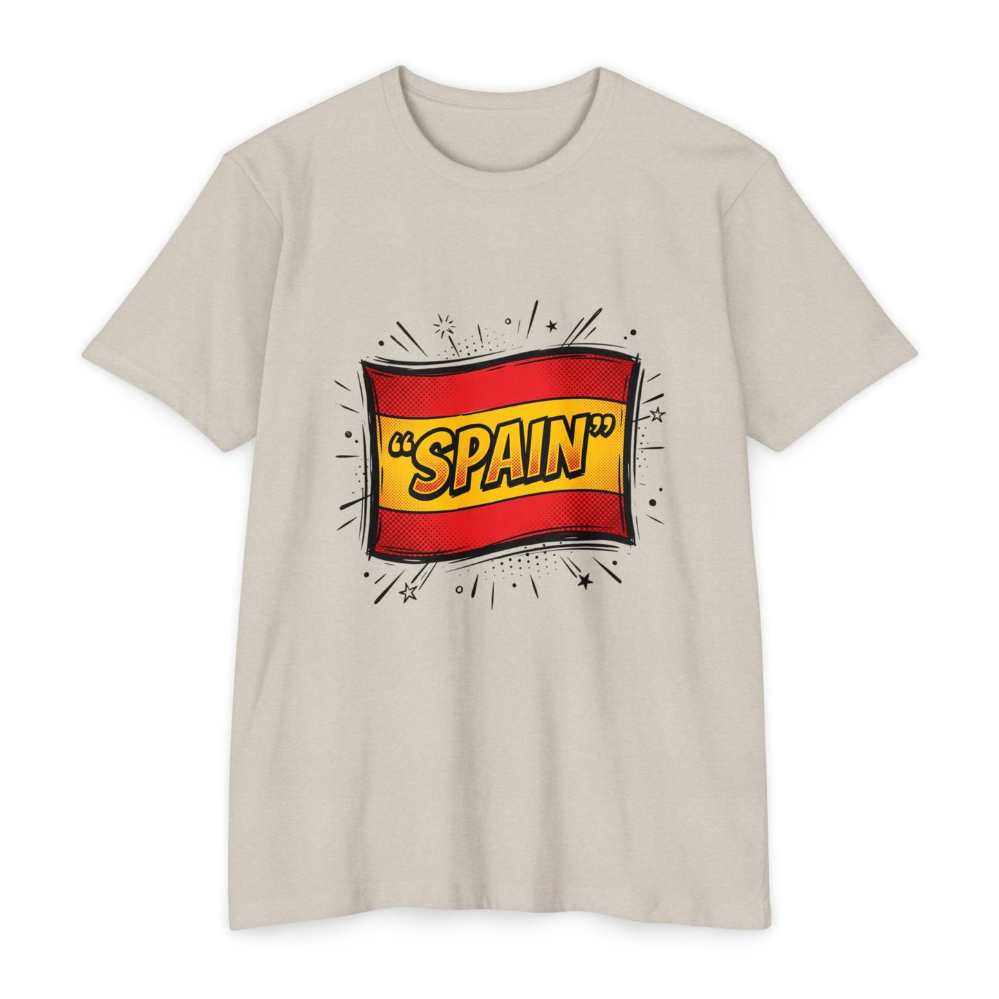 Spain Retro Comic Flag T-Shirt — 'SPAIN' Graphic Tee
