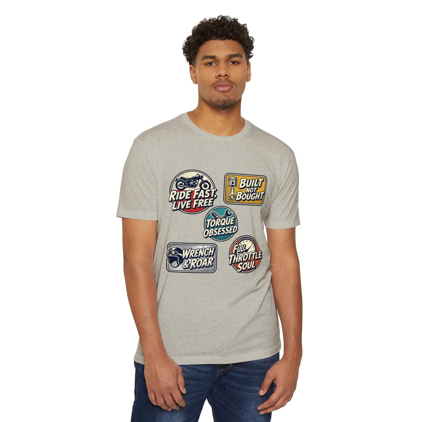 Built Not Bought Vintage Motorcycle Badge T-Shirt