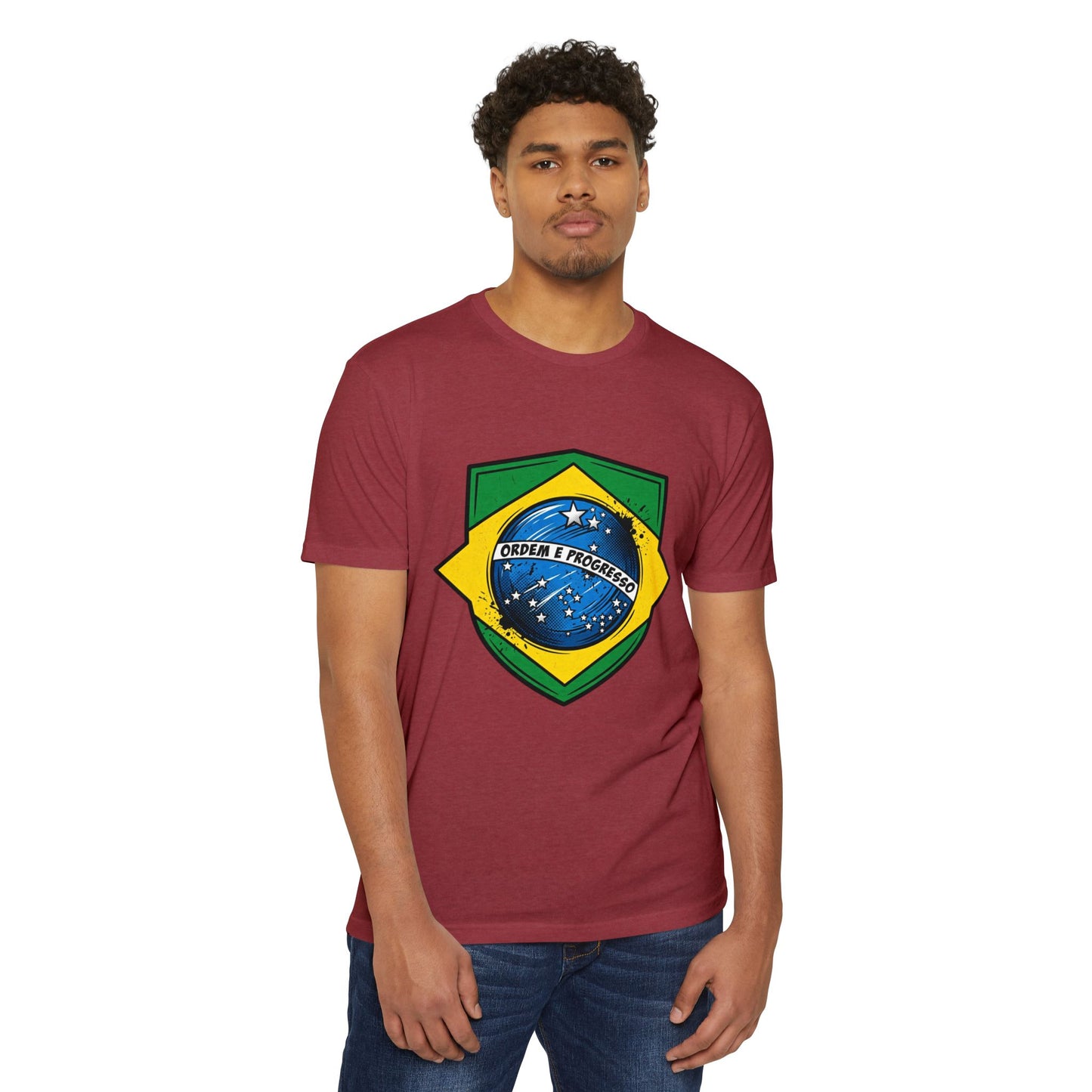Brazil Flag Crest T-Shirt — Brazilian Soccer/Patriot Pride Tee