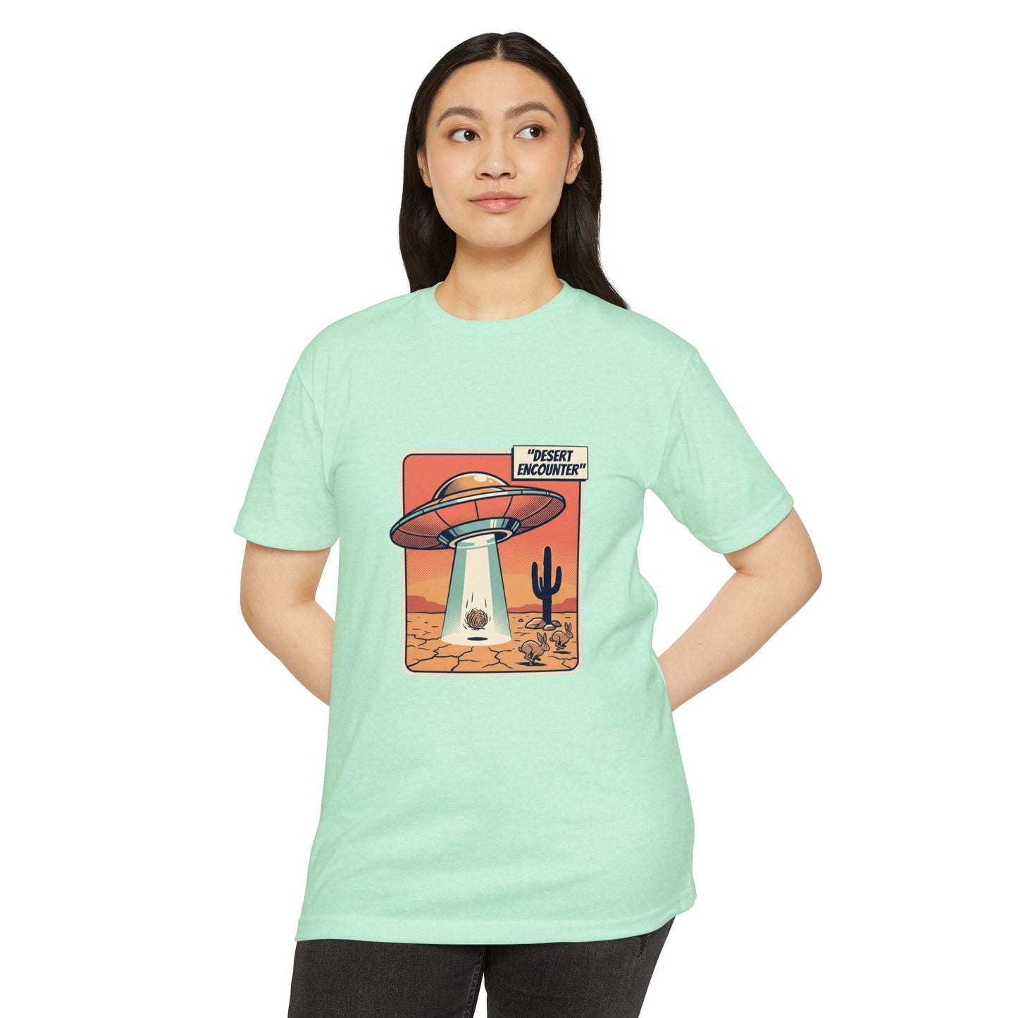 Desert Encounter T-Shirt – Retro UFO Alien Abduction Tee