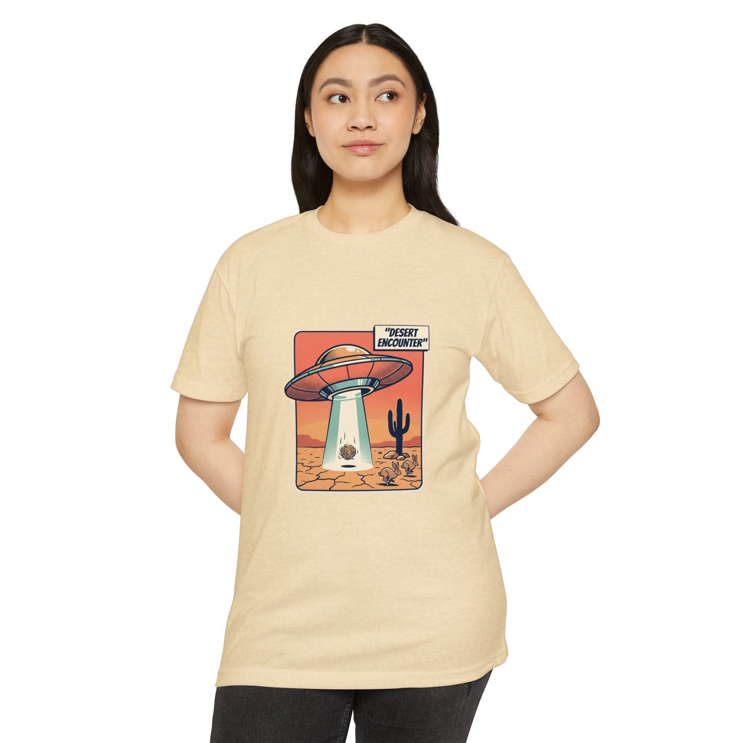 Desert Encounter T-Shirt – Retro UFO Alien Abduction Tee