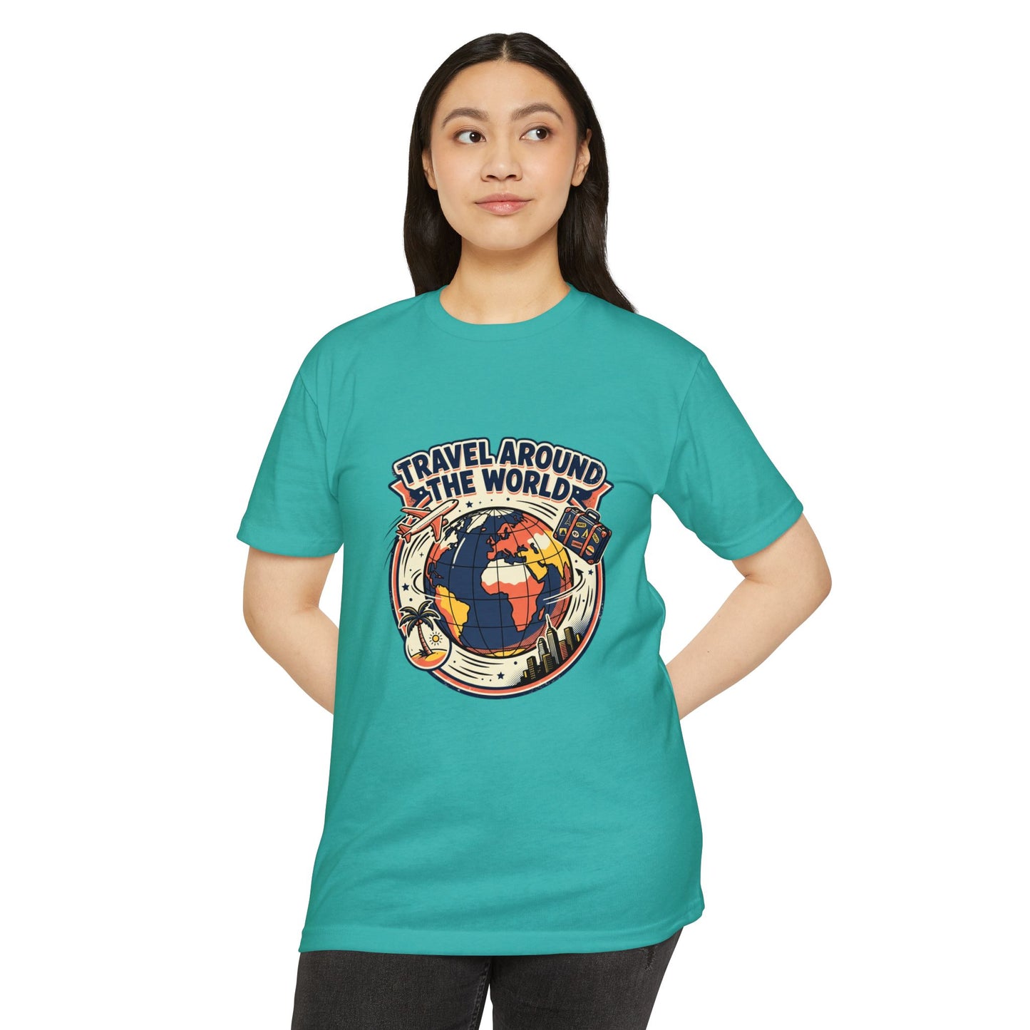 Vintage 'Travel Around the World' Globe Adventure T-Shirt