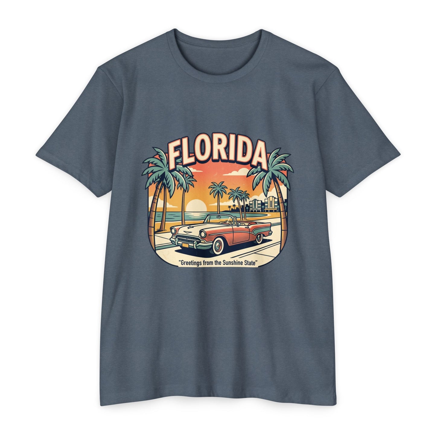 Florida Vintage Sunset T-Shirt — "Greetings from the Sunshine State"