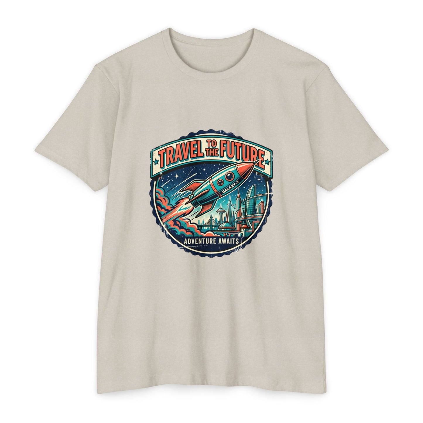 Travel the Future Rocket T-Shirt — Adventure Awaits Vintage Space Tee