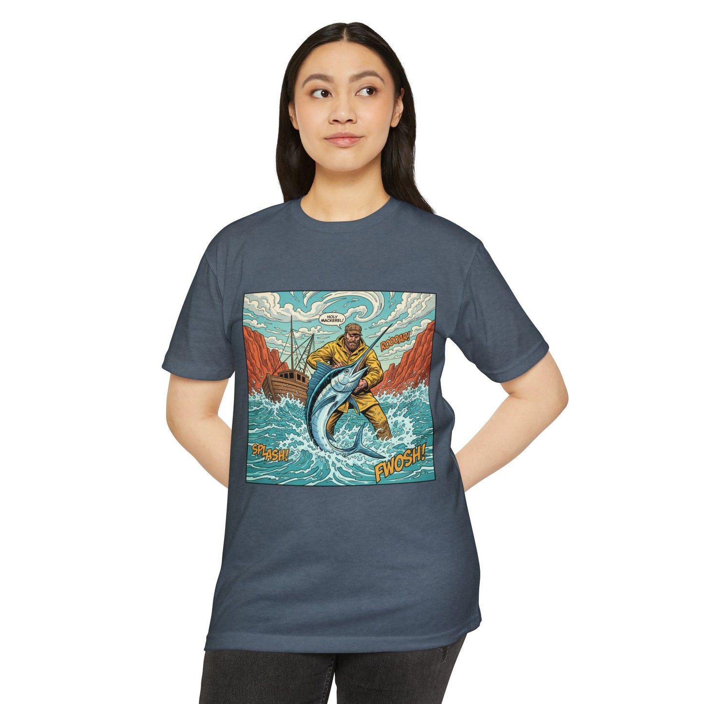 Retro Fisherman 'FWOSH' Fishing Graphic T-Shirt