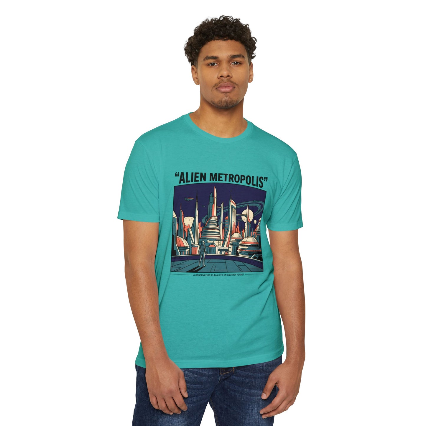 Alien Metropolis Retro Futuristic Sci‑Fi City T-Shirt