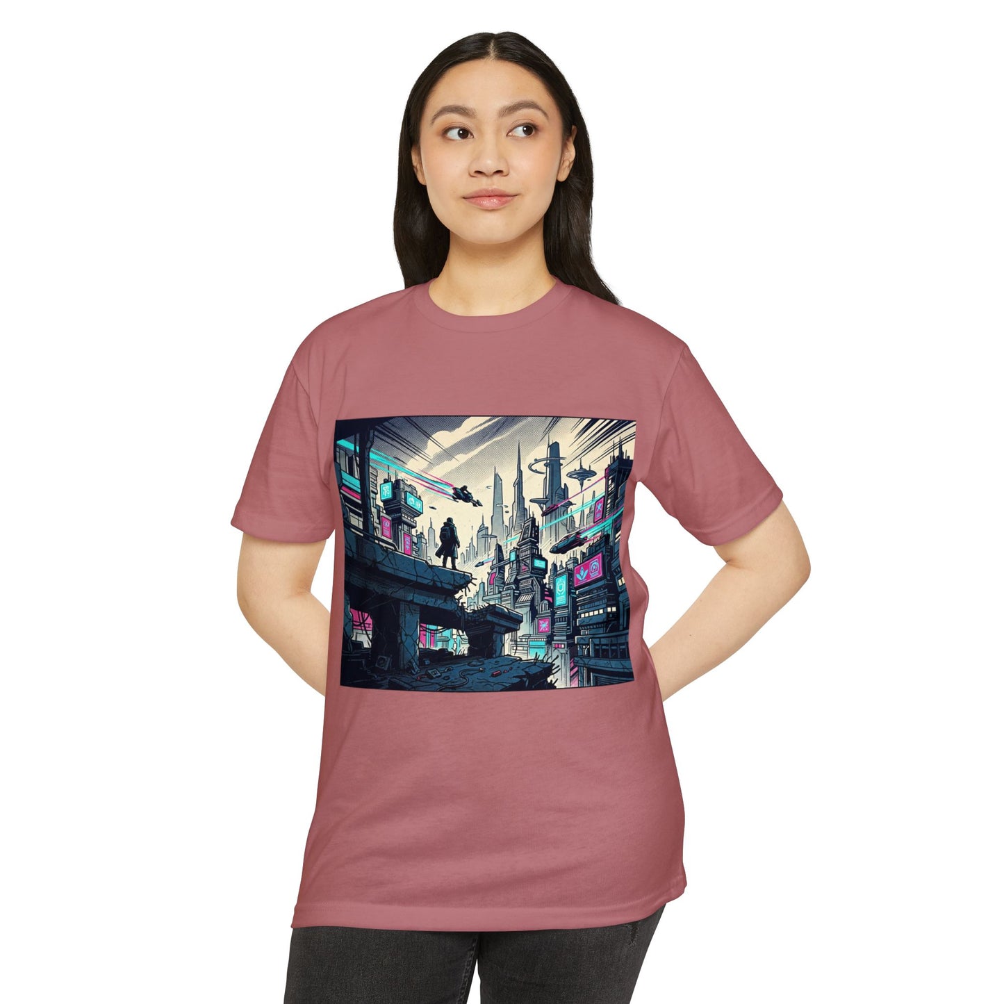 Cyberpunk Cityscape T-Shirt — Neon Futuristic Streetwear