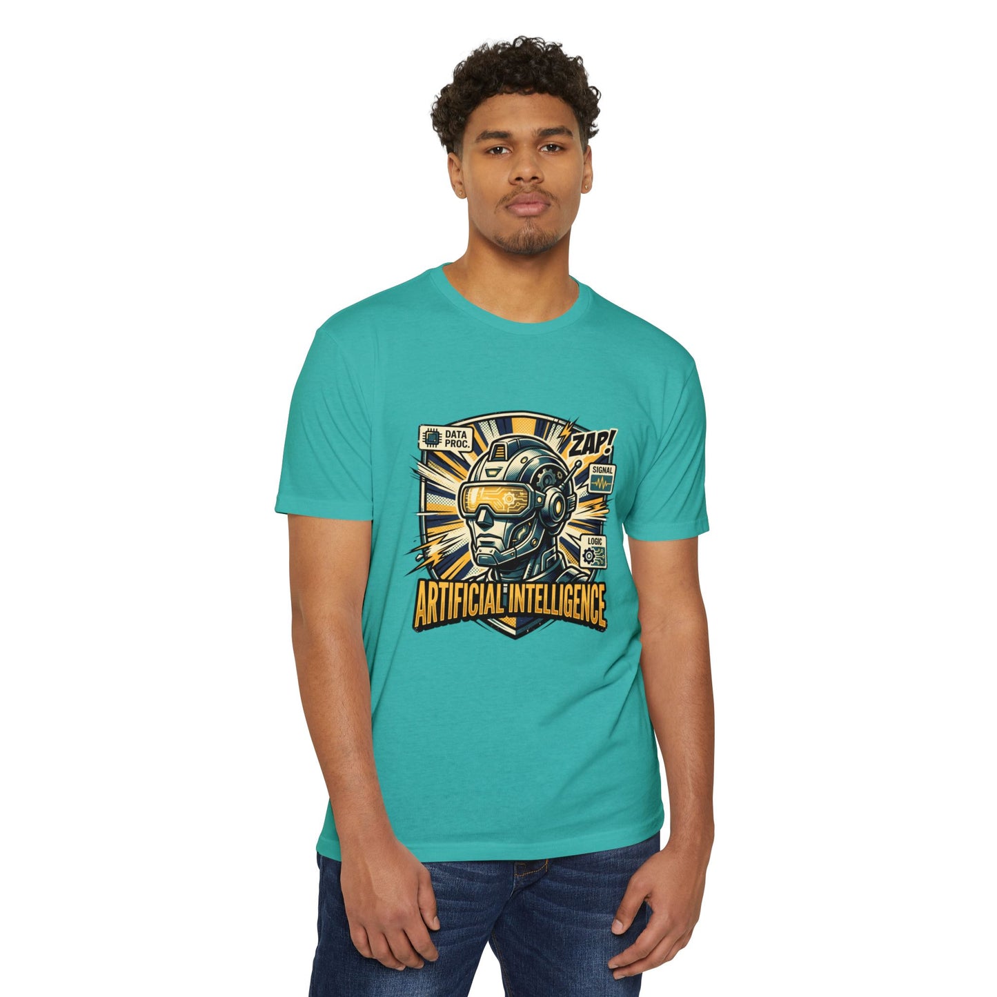 AI Robotics Graphic T-Shirt — "Artificial Intelligence" Retro Helmet Design