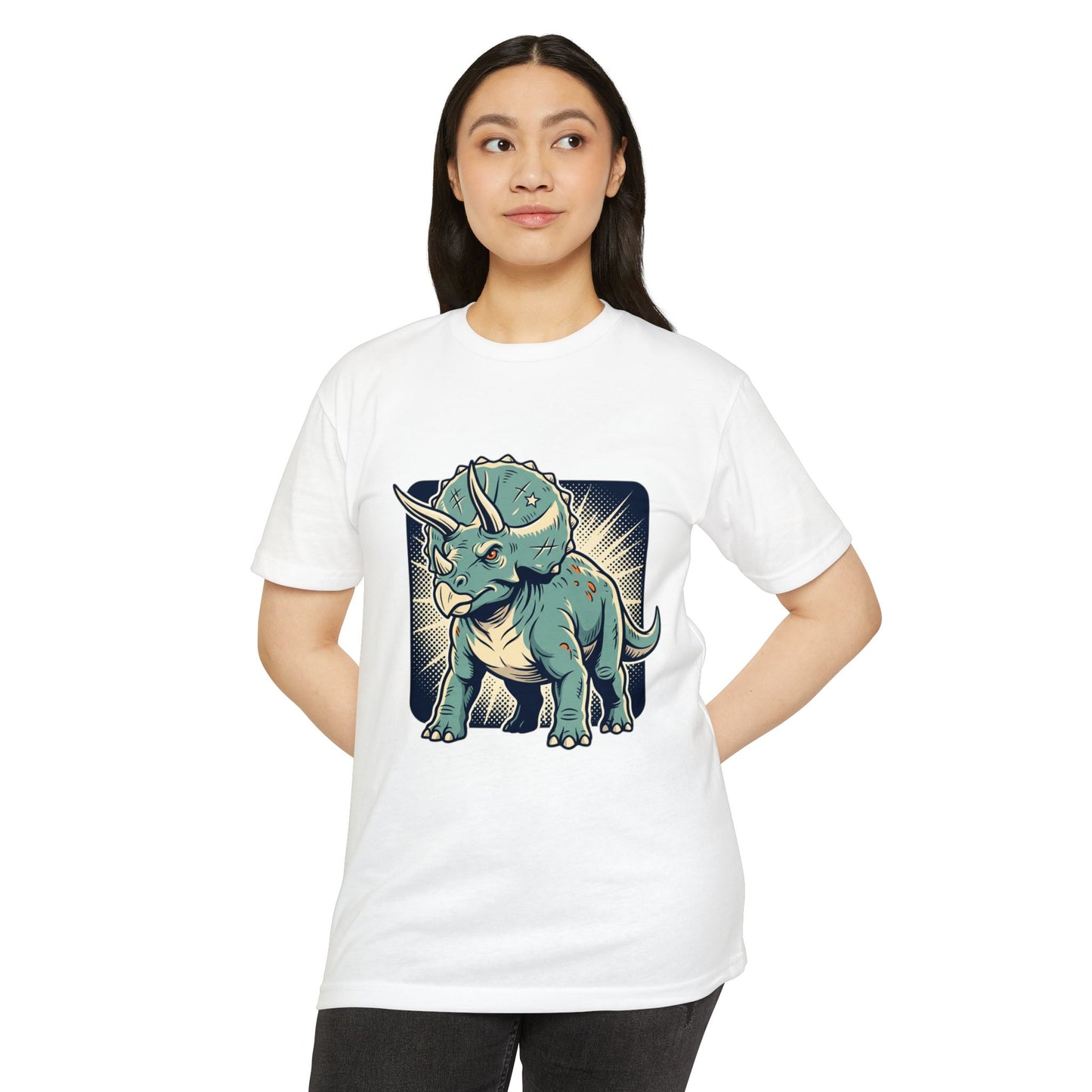 Retro Triceratops Graphic T-Shirt — Vintage Dino Illustration Tee