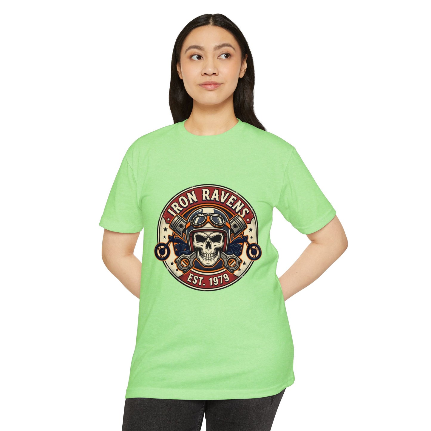Iron Ravens Skull Motorcycle T-Shirt — Vintage Biker Graphic Tee (Est. 1979)