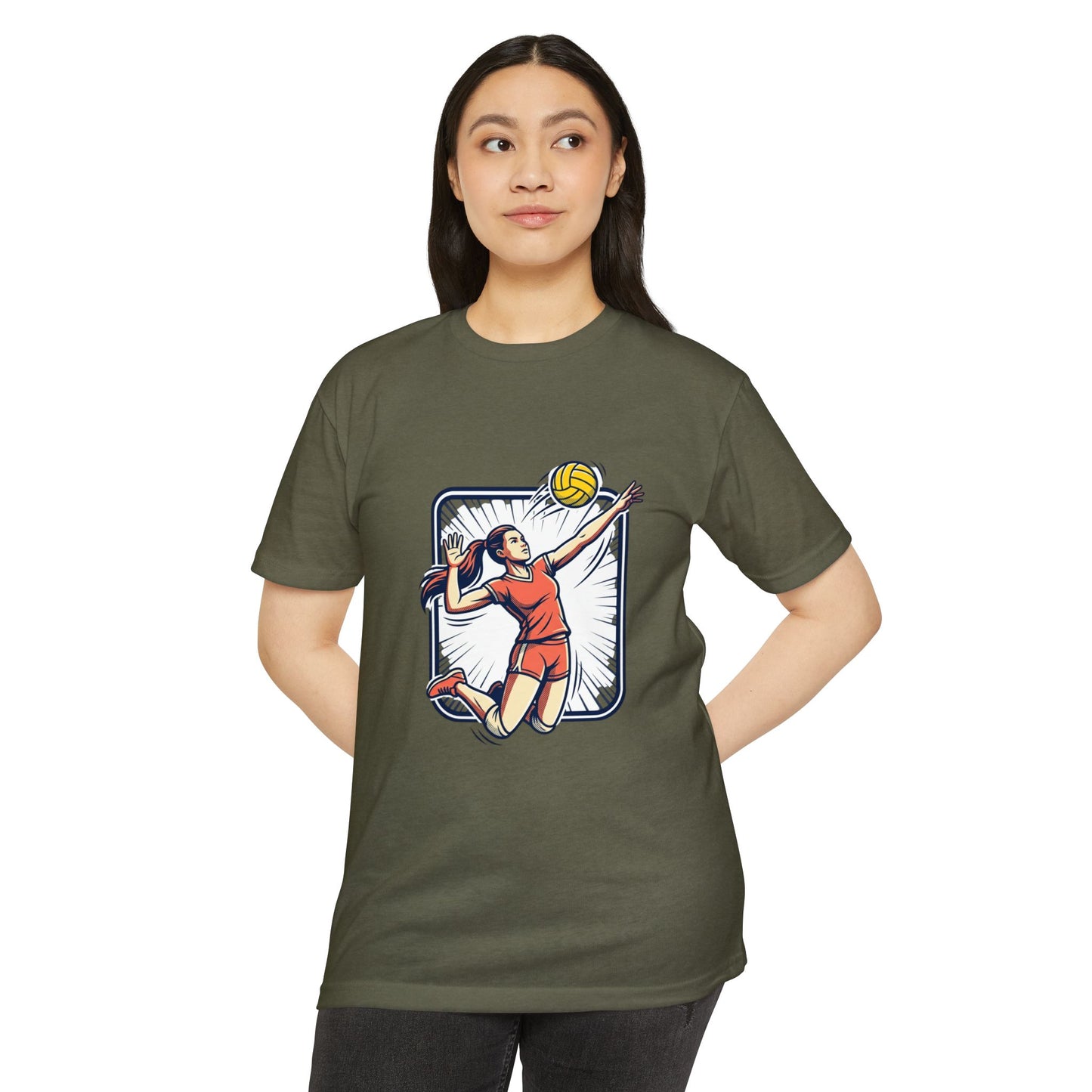 Volleyball Spike Graphic T-Shirt — Female Player Action Tee