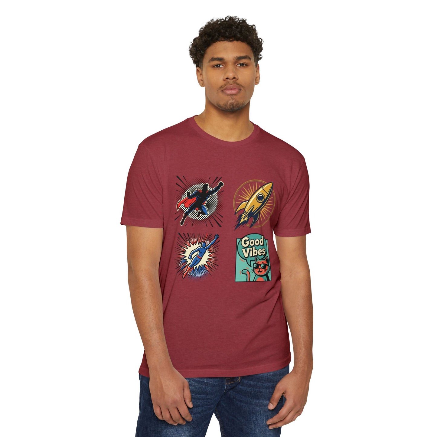 Good Vibes Rocket Retro Comic Patch T-Shirt