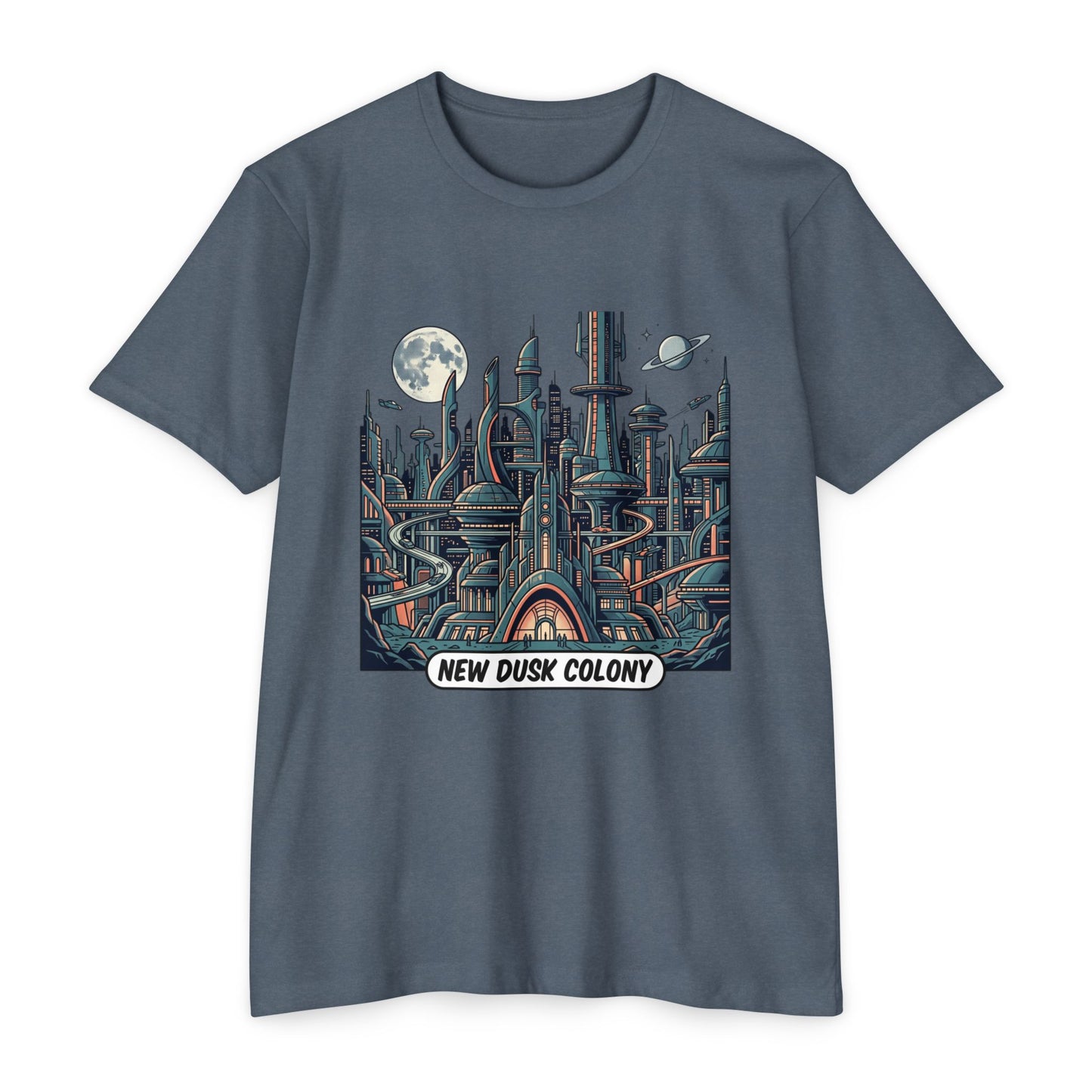 Retro Futuristic Cityscape T-Shirt — New Dusk Colony Tee