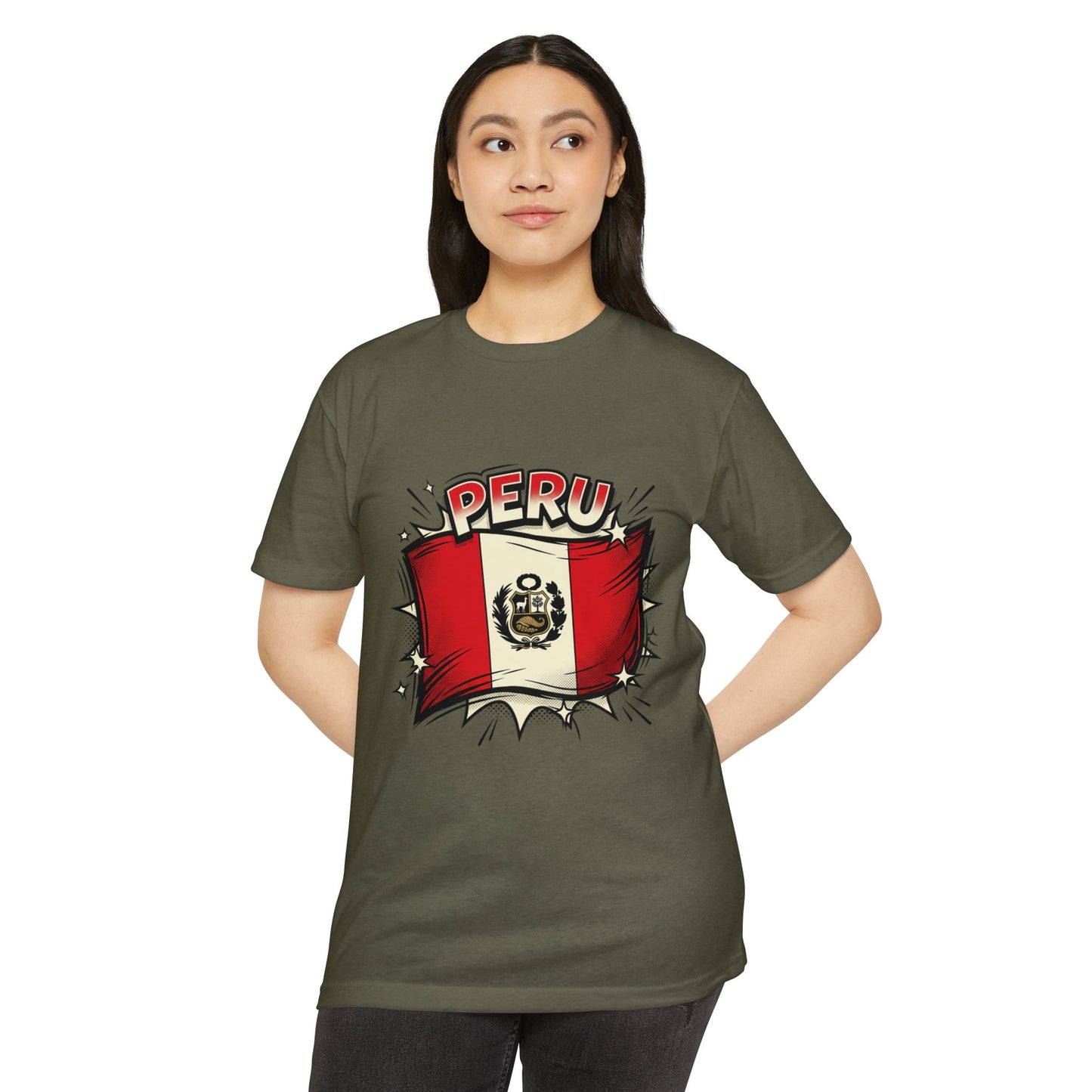Peru Flag Retro Crest T-Shirt