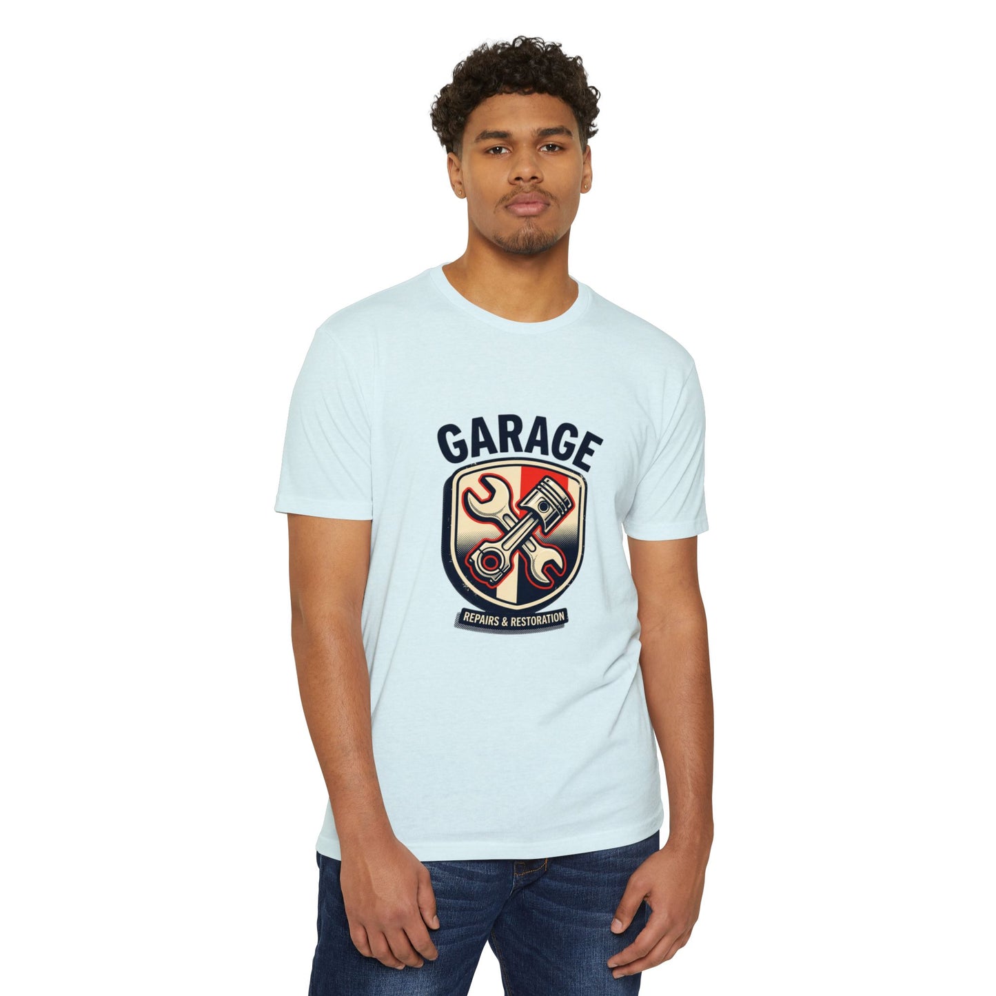 Garage Repairs & Restoration T-Shirt — Mechanic Tools Crest Tee